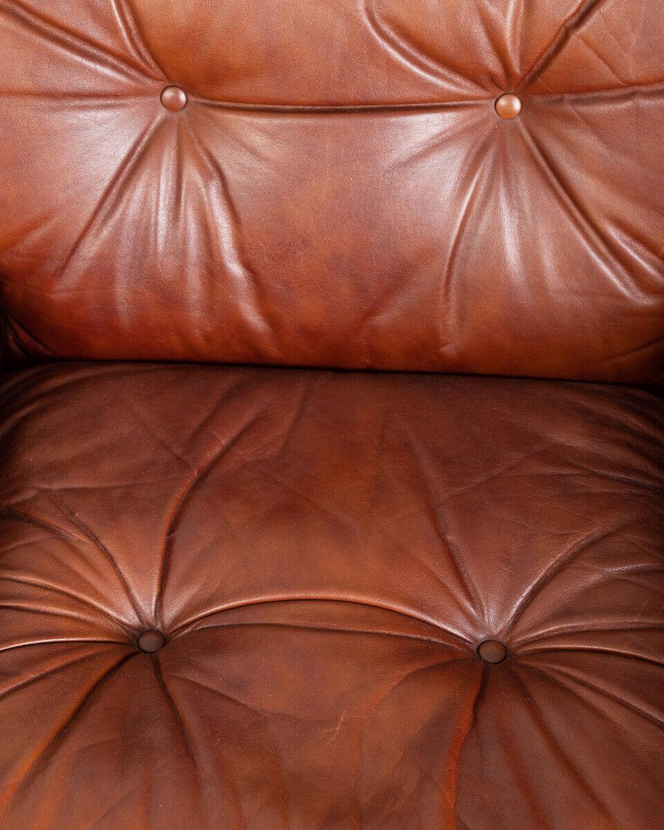 Sofa Set and Pair of Vintage Armchairs from the 80s in Leather Sormani Design In Good Condition For Sale In None, IT