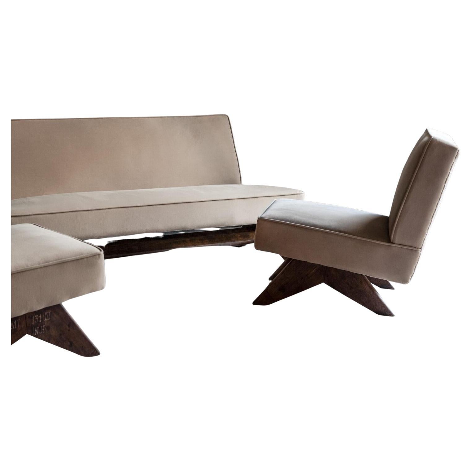 Conjunto de sofá de Pierre Jeanneret, Chandigarh, años 50