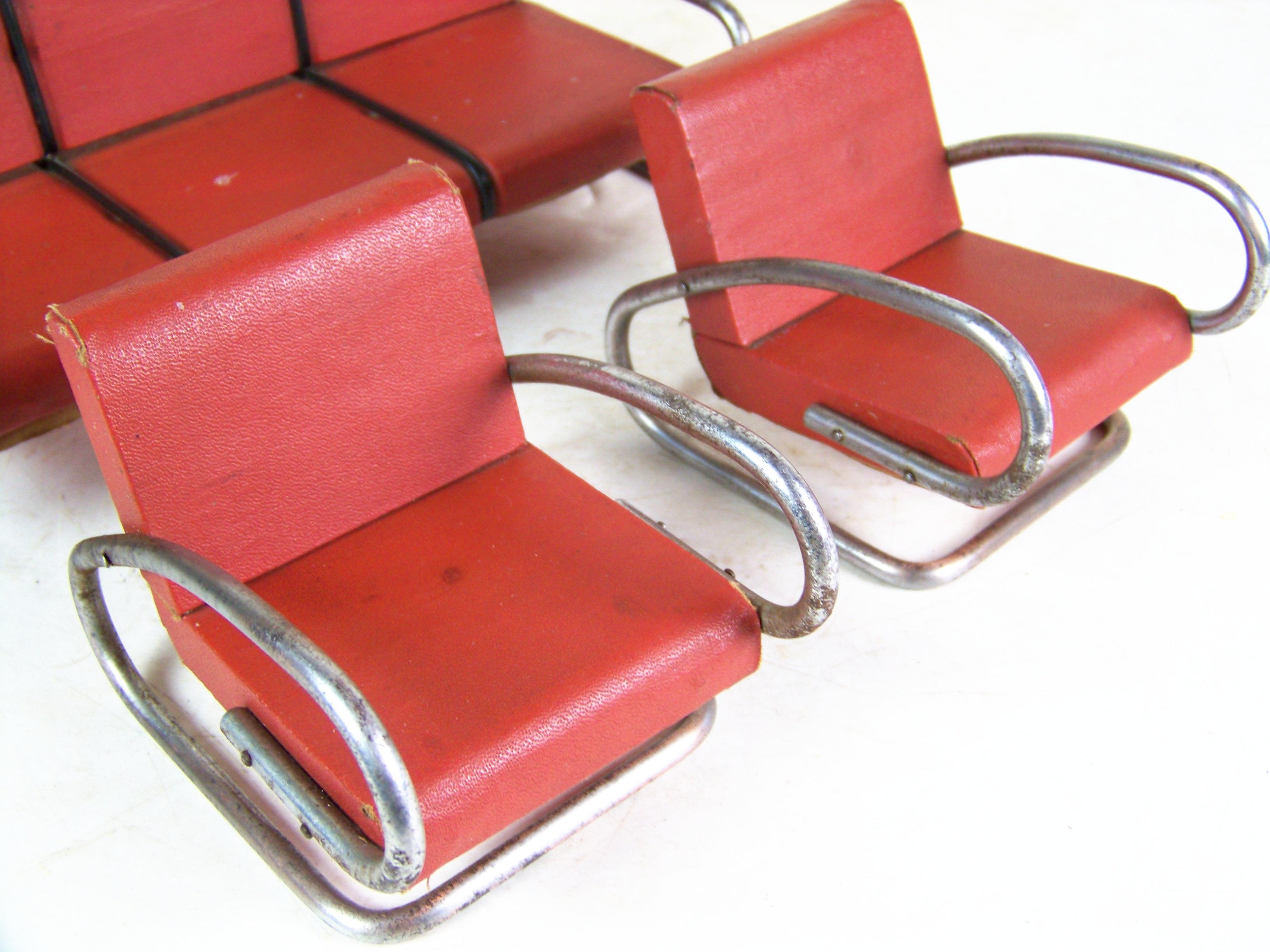 Czech Sofa set for dolls, functionalism, 1920s For Sale