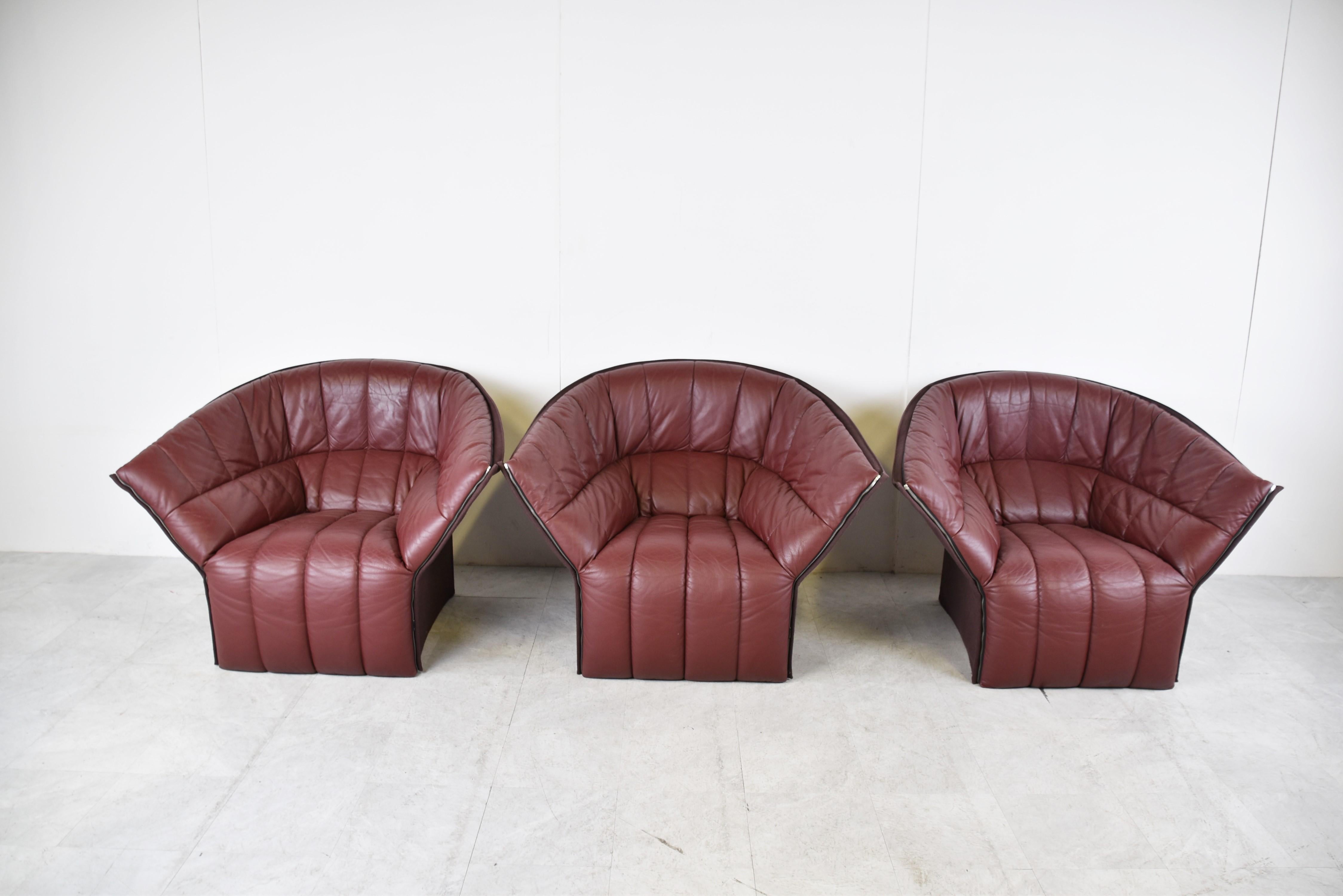 Leather Sofa Set Model Moel by Inga Sempé for Ligne Roset, 2000s