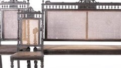 Sofa set, pair of armchairs and pair of chairs in Noble Wood - 19th century