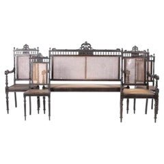 Sofa set, pair of armchairs and pair of chairs in Noble Wood - 19th century