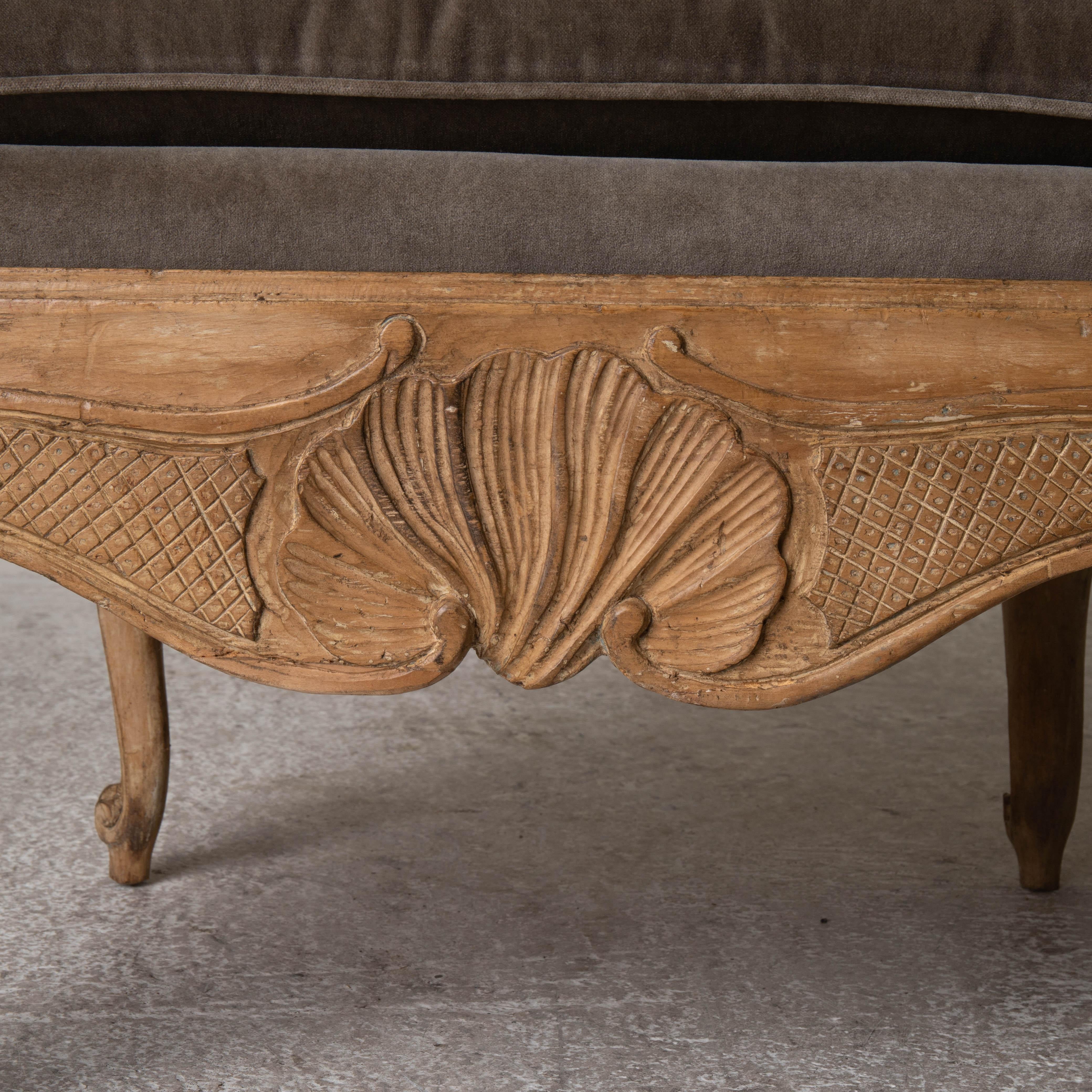 Sofa Settee Swedish Rococo Period Raw Finish Sweden 5