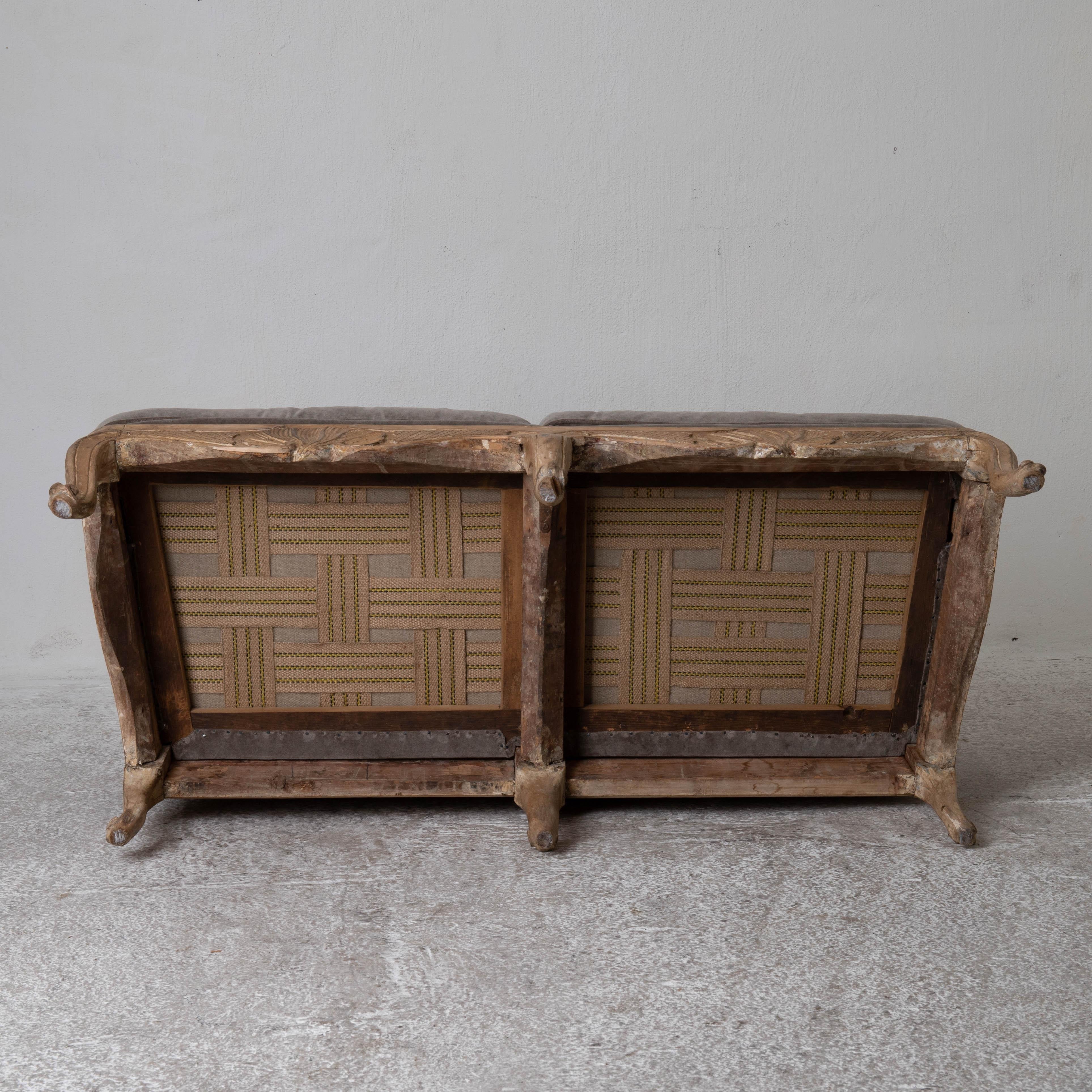 Sofa Settee Swedish Rococo Period Raw Finish Sweden 10