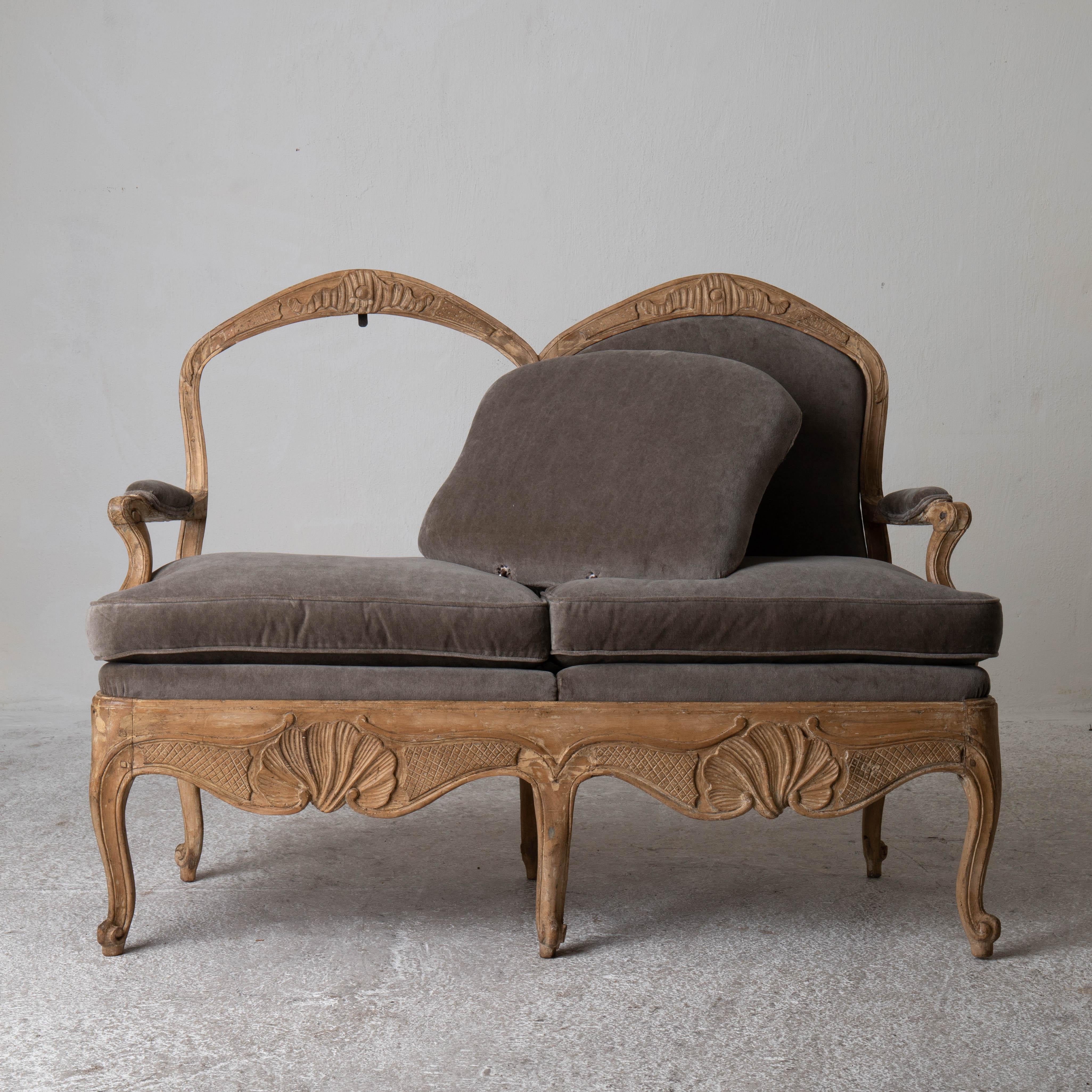 Sofa Settee Swedish Rococo Period Raw Finish Sweden 11