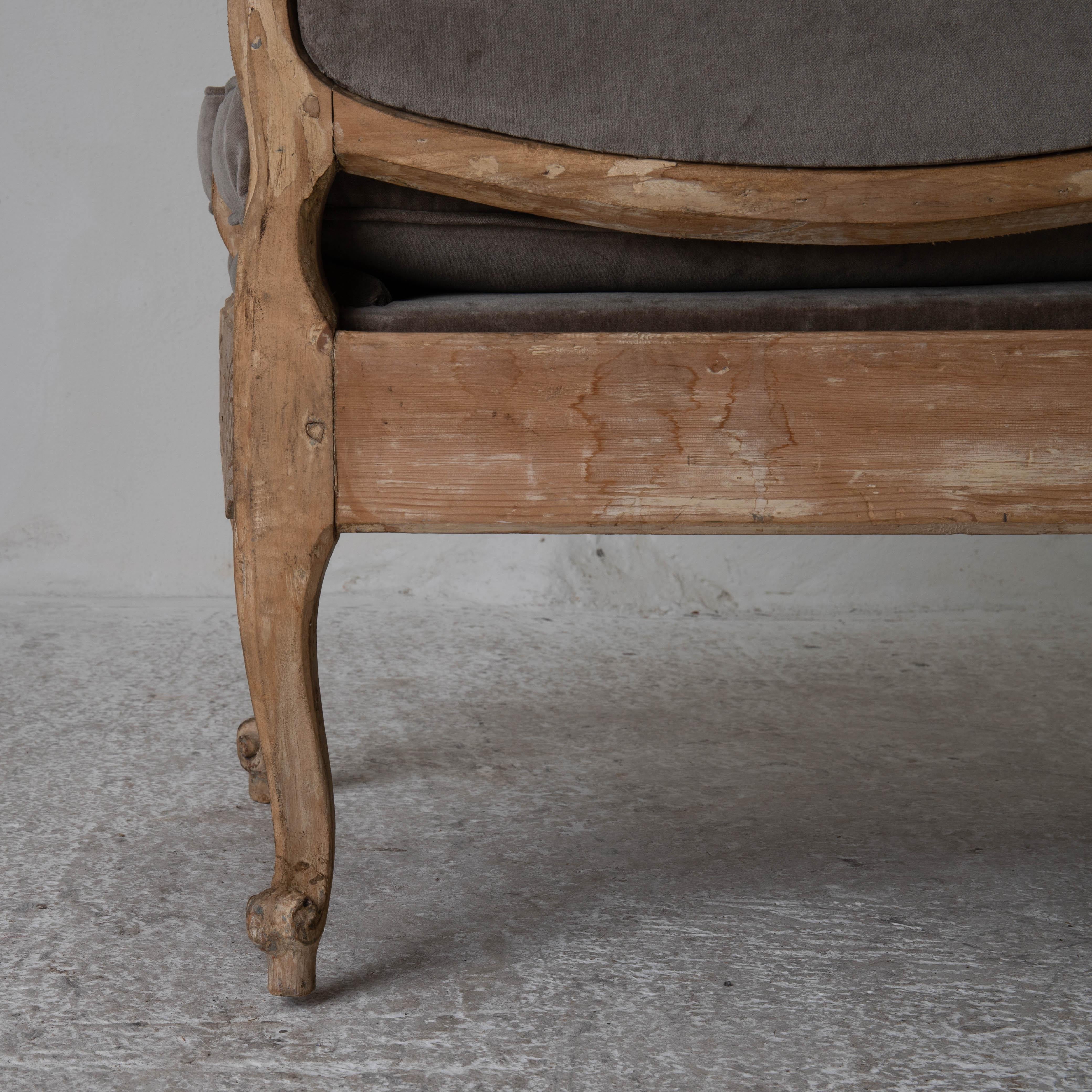 Sofa Settee Swedish Rococo Period Raw Finish Sweden 1