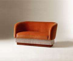 DOOQ Sofa Settee with Soft Terracotta Velvet and Silk Fringes La Folie 180cm