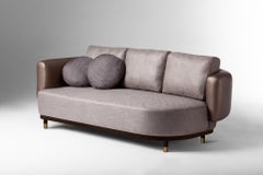 Sofa-Sessel mit geflochtener Textur, Bronzeleder und Messing für einen einzelnen Mann