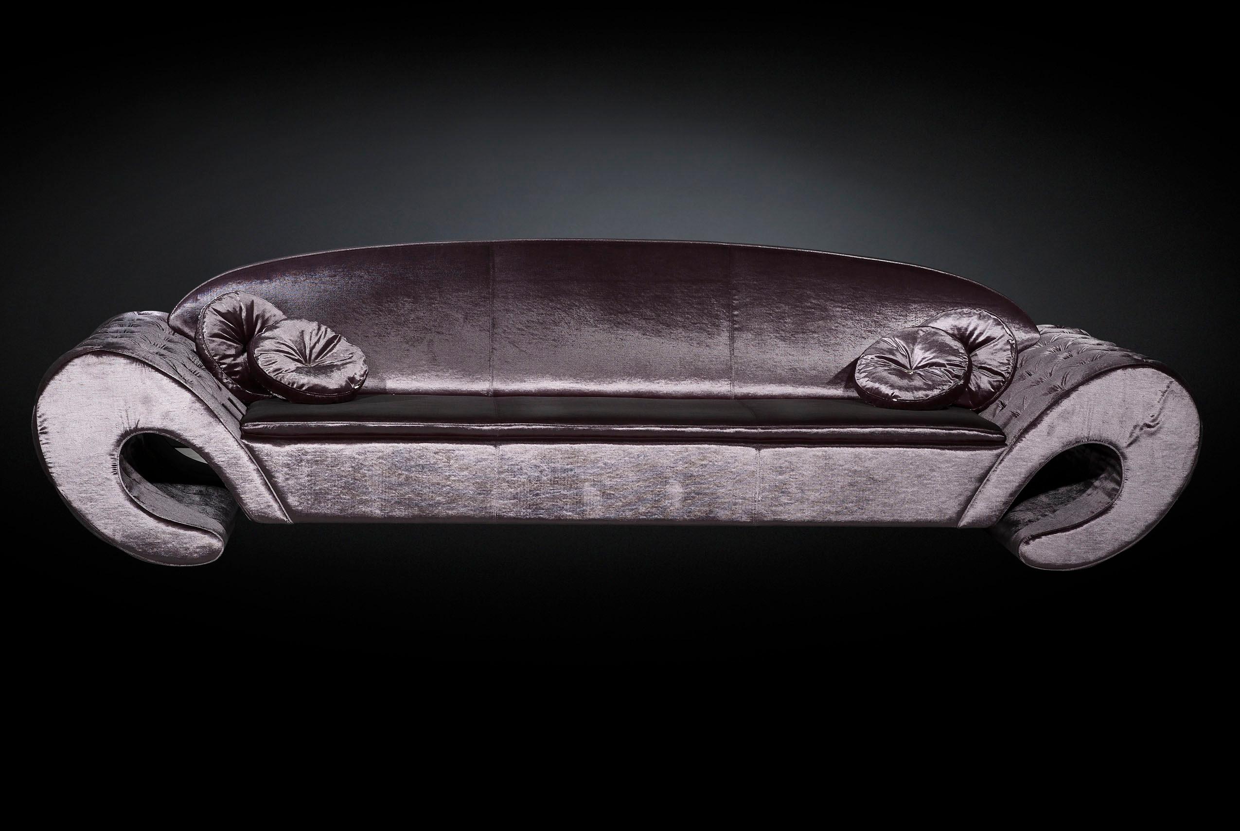 Hand-Crafted Sofa Silhouette, Upholstery, Capitonné, Italy For Sale