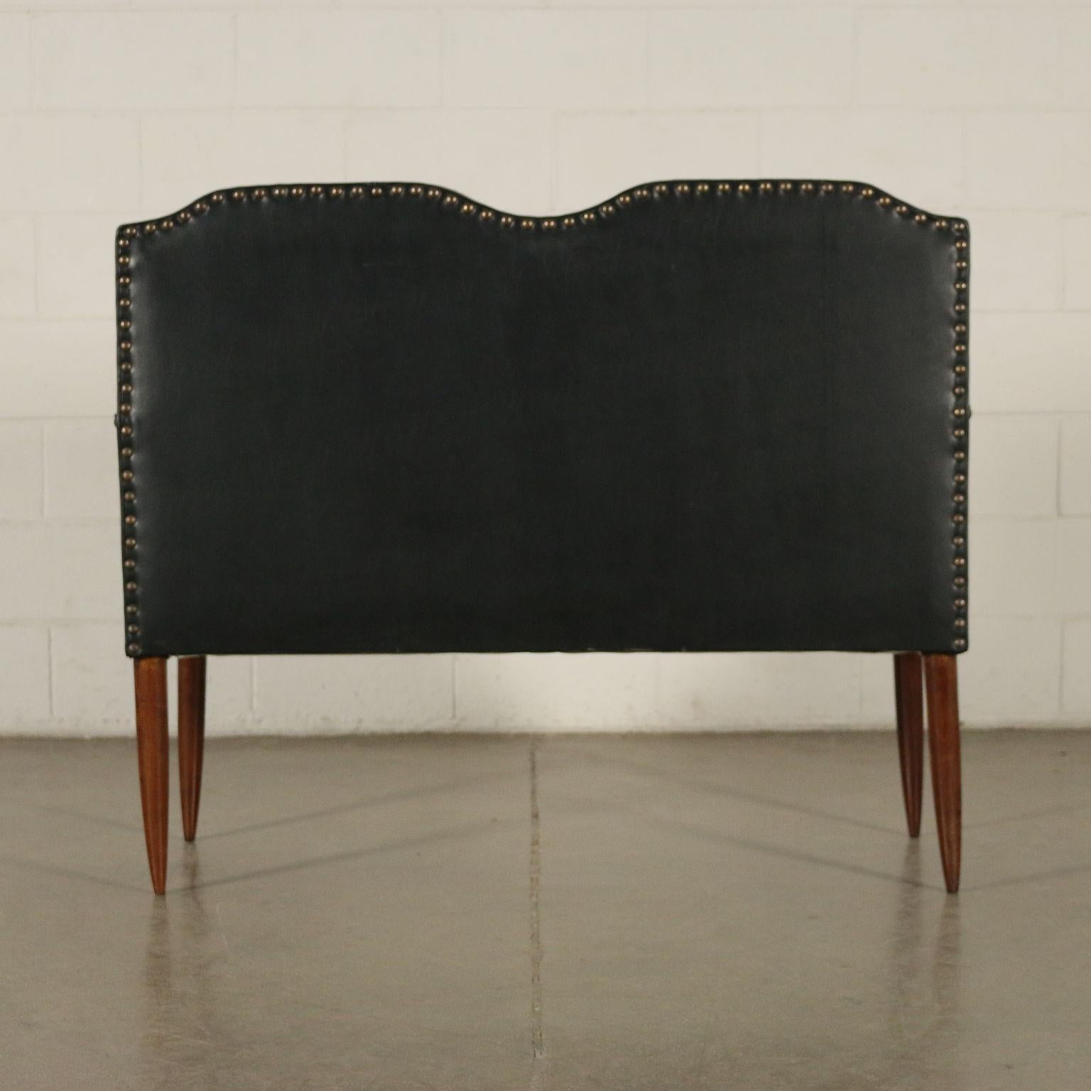 Sofa Spring Leather Stained Beech Wood, Italy, 1950s 2