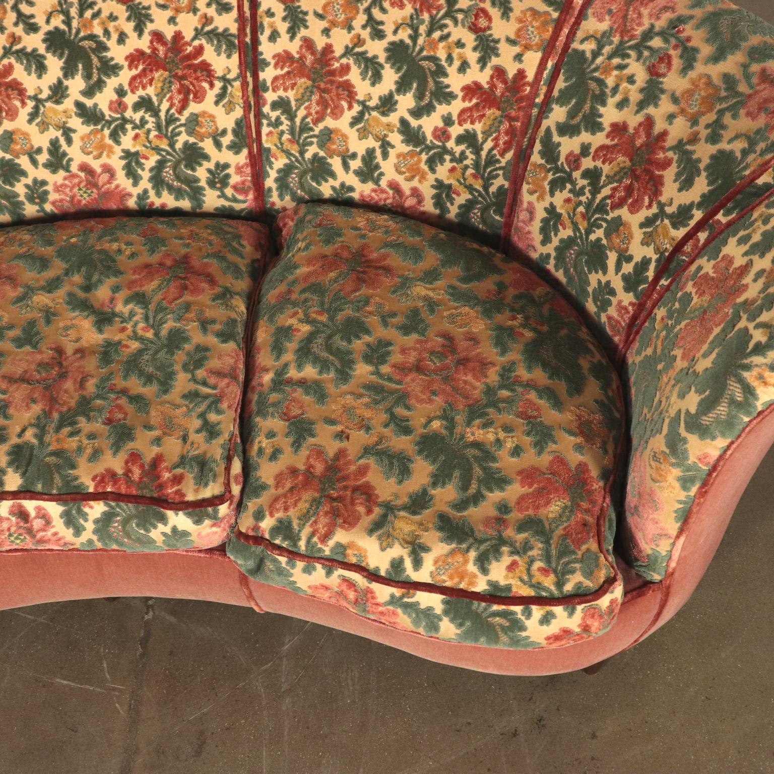 Mid-Century Modern Sofa, Springs Feather and Velvet, Italy, 1950s Italian Prodution