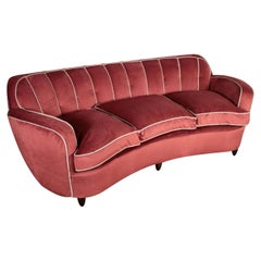 Sofa Springs Feather Cushions Velvet Vintage, Italy, 1940s