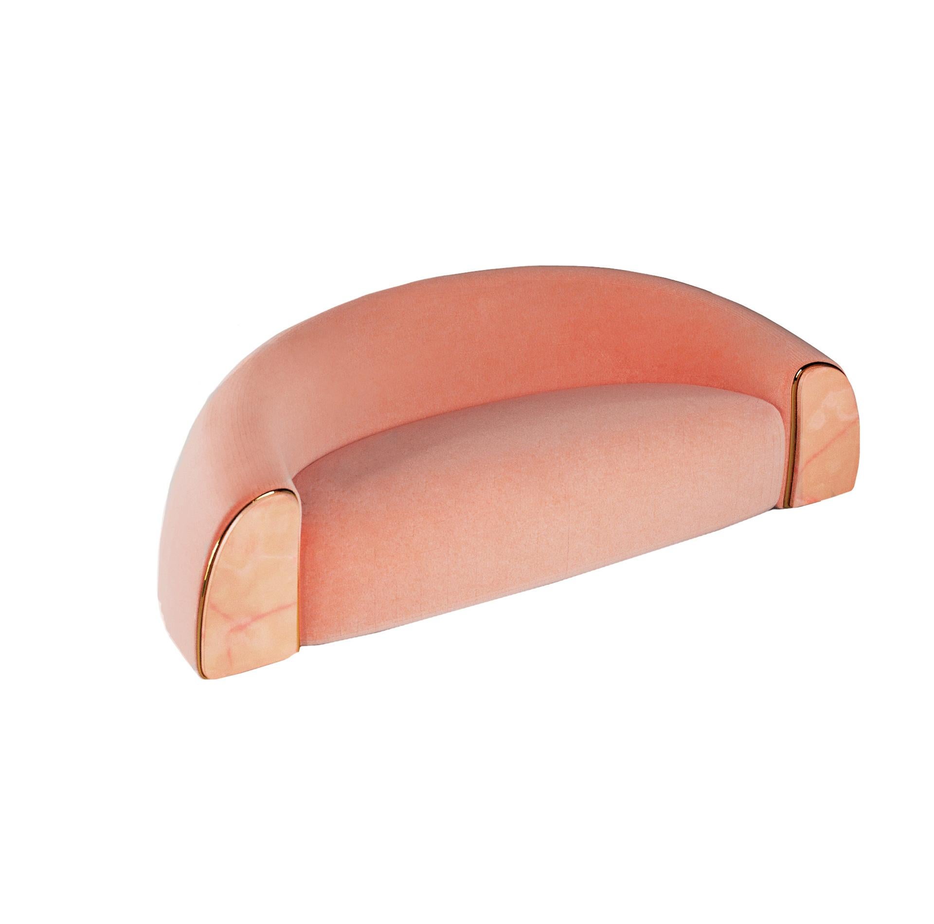 Portoghese Divano A. Stone Rosa Tessuto Rosa Onice di Alter Ego Studio in vendita