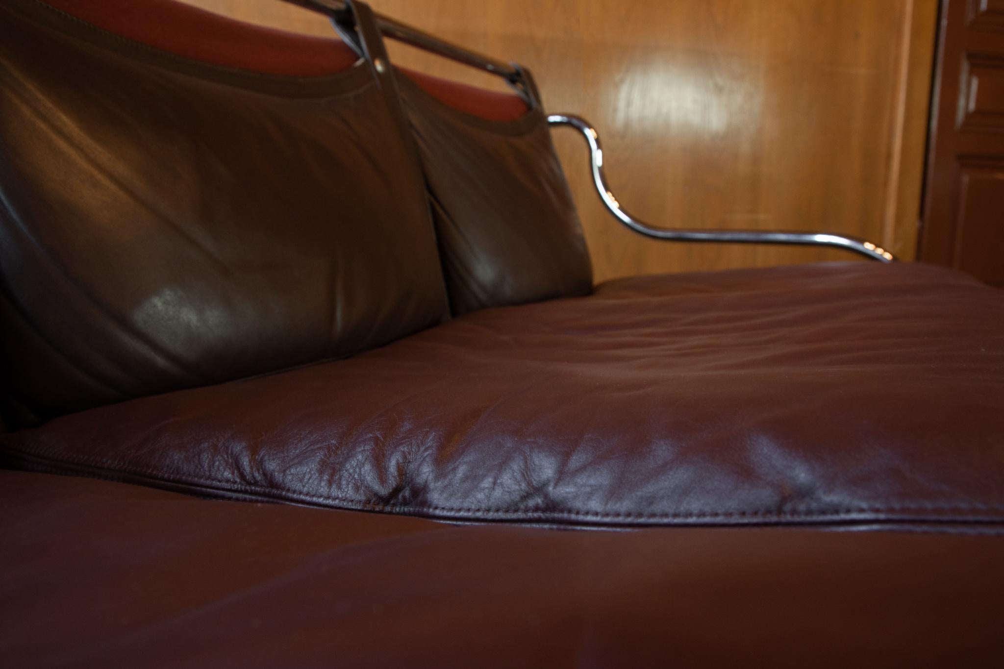 Sofa “Stringa”  Chrome Plated, Platined Leather by Gae Aulenti, Italy, 1962 5