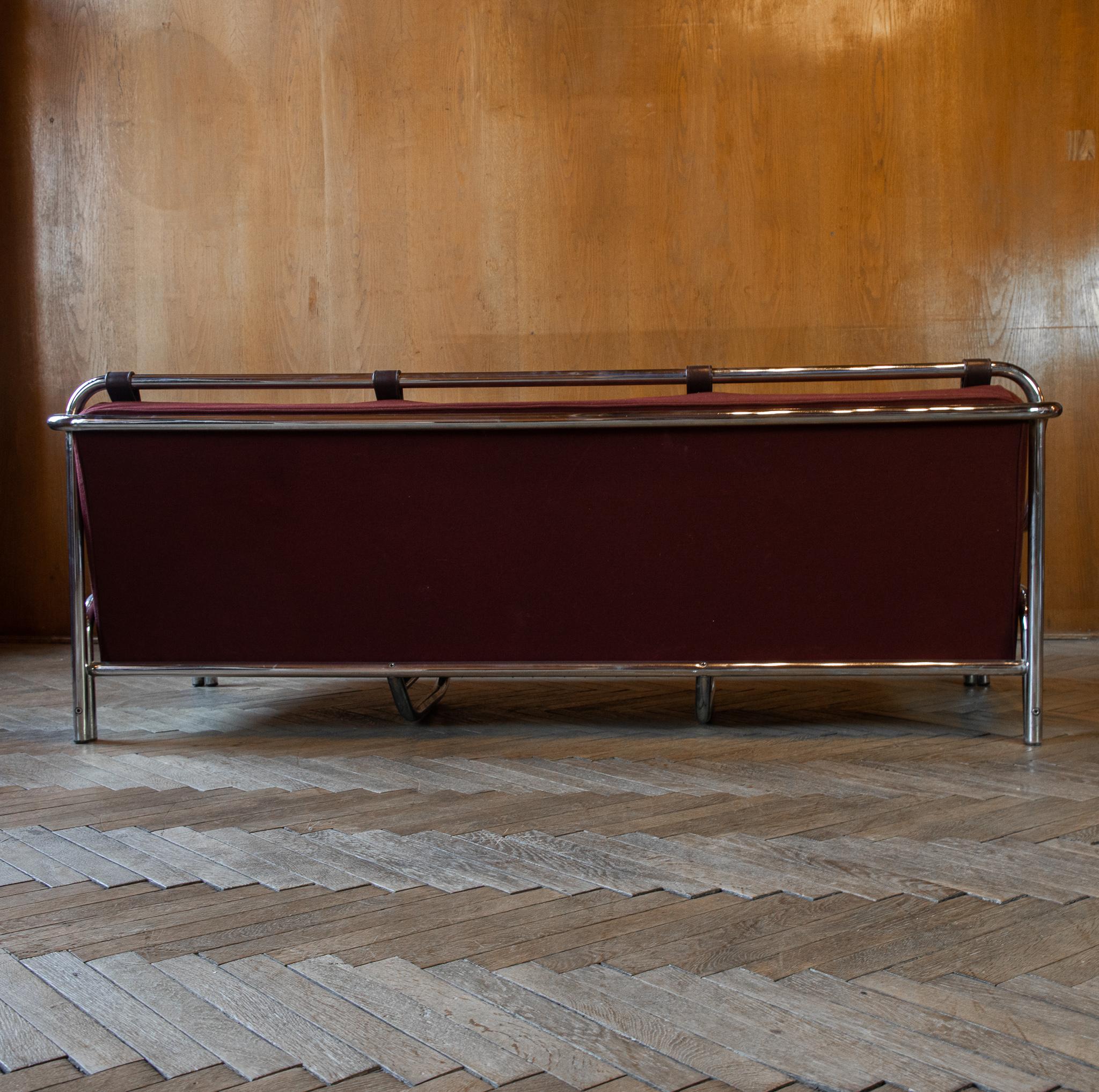 Sofa “Stringa”  Chrome Plated, Platined Leather by Gae Aulenti, Italy, 1962 In Good Condition In Vienna, AT