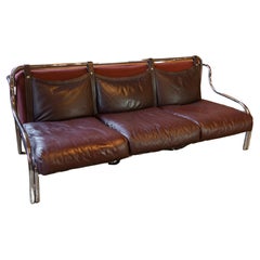 Sofa “Stringa”  Chrome Plated, Platined Leather by Gae Aulenti, Italy, 1962