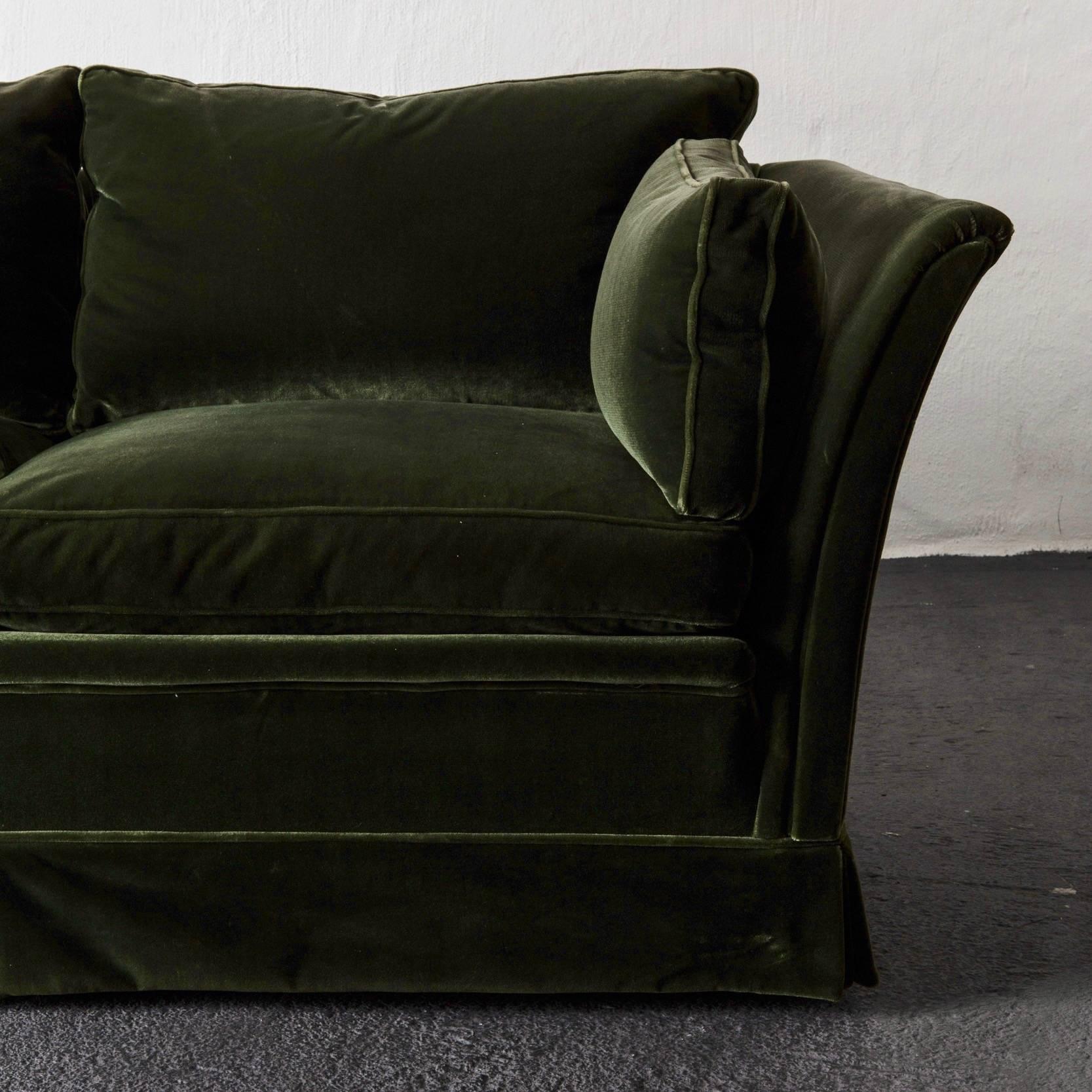 Mid-Century Modern Sofa Swedish Mid-20th Century Green Velvet, Sweden