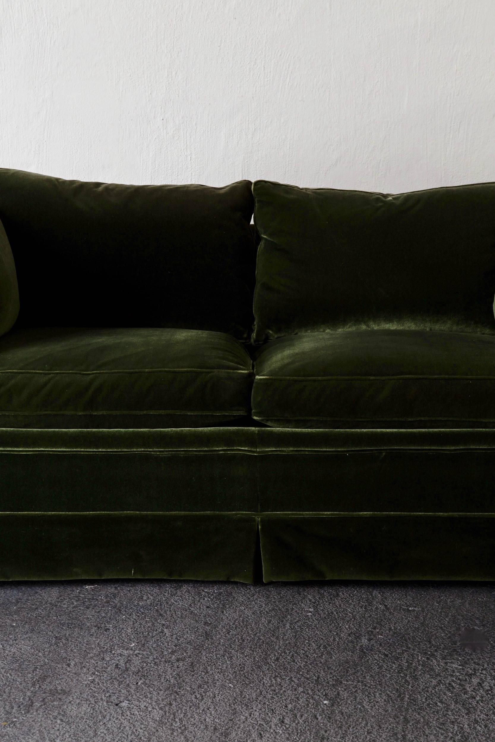 Sofa Swedish Mid-20th Century Green Velvet, Sweden 2