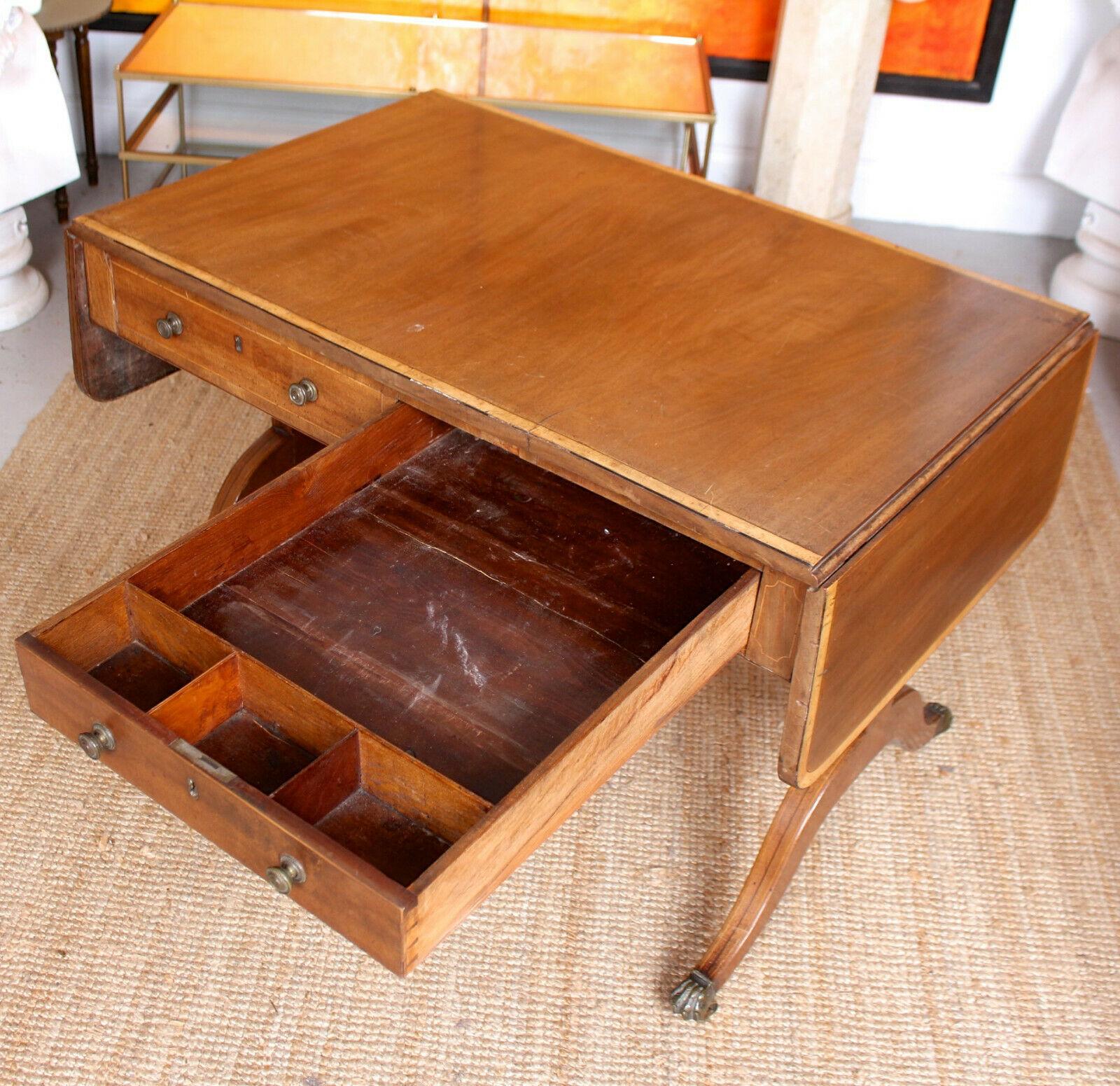 Sofa Table 19th Century Writing Desk Mahogany Drop Leaf Table For Sale 1
