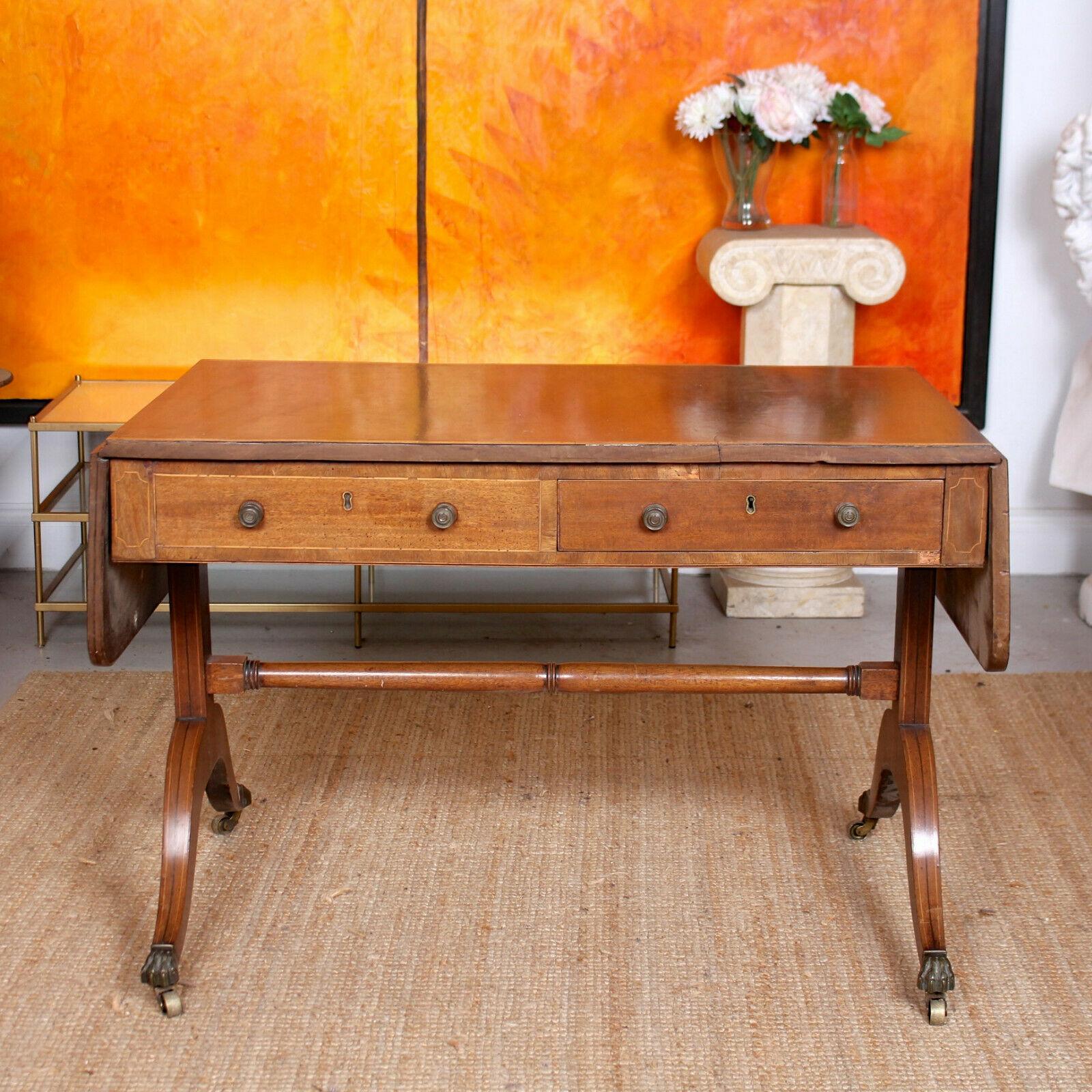 Sofa Table 19th Century Writing Desk Mahogany Drop Leaf Table For Sale 3