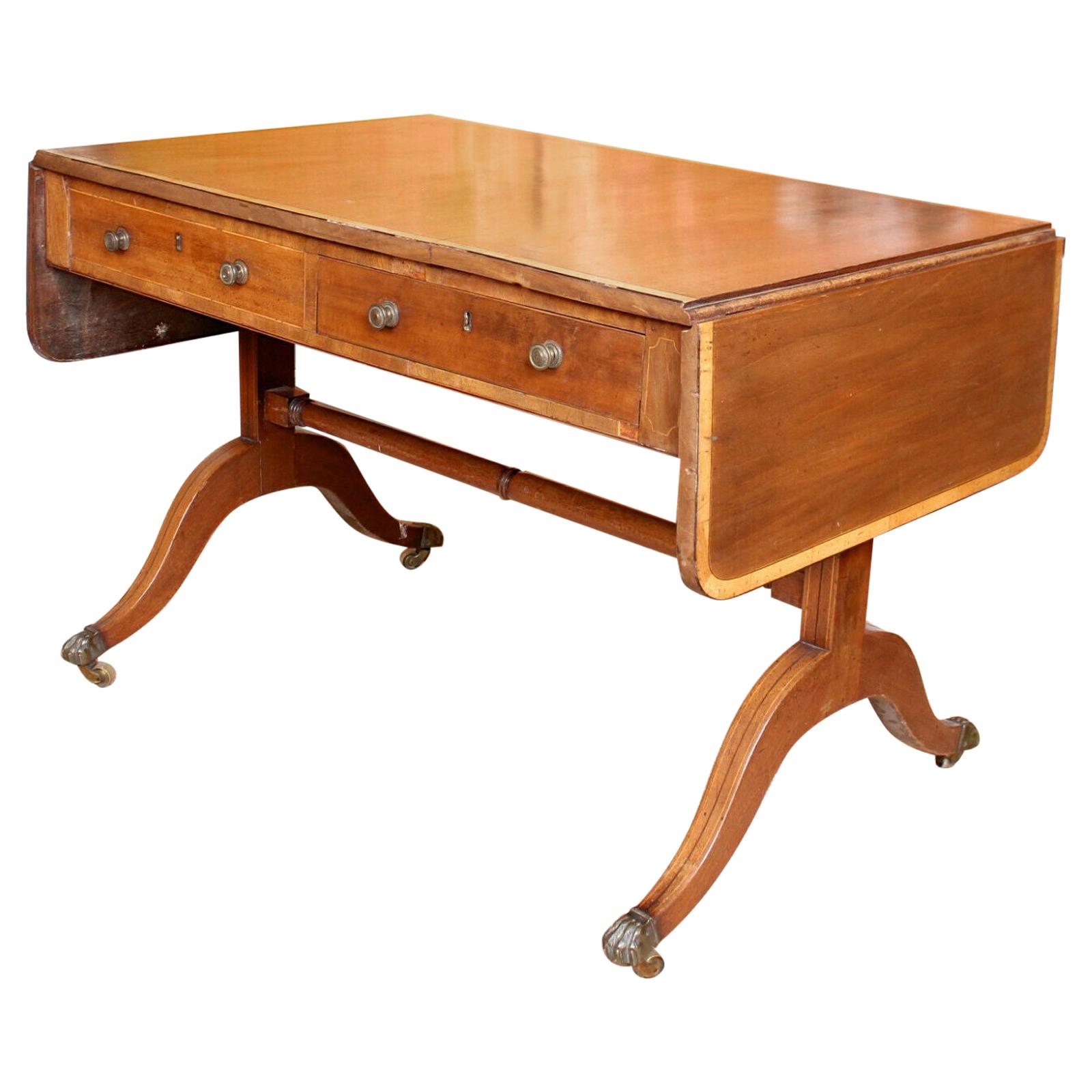 Sofa Table 19th Century Writing Desk Mahogany Drop Leaf Table For Sale