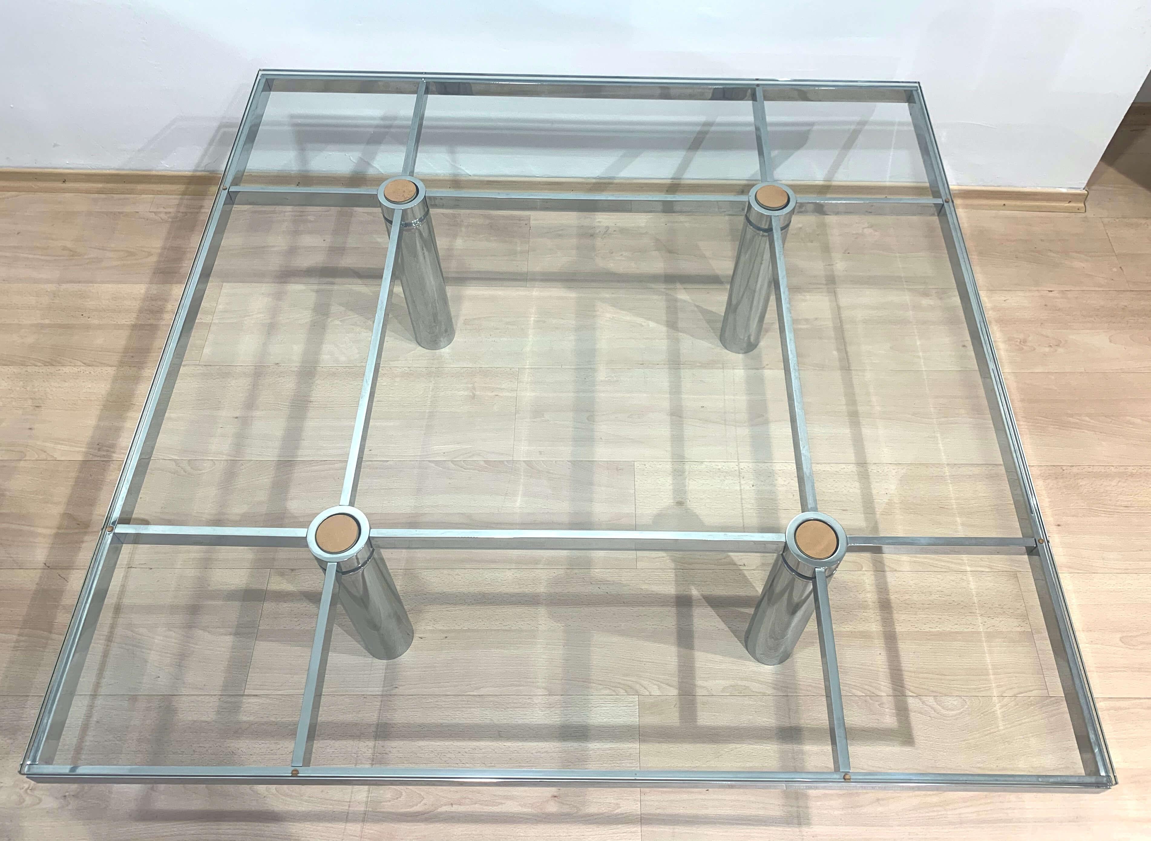 Late 20th Century Coffee Table 'Andre' by Afra & Tobia Scarpa, Chromed and Glass, Italy circa 1970