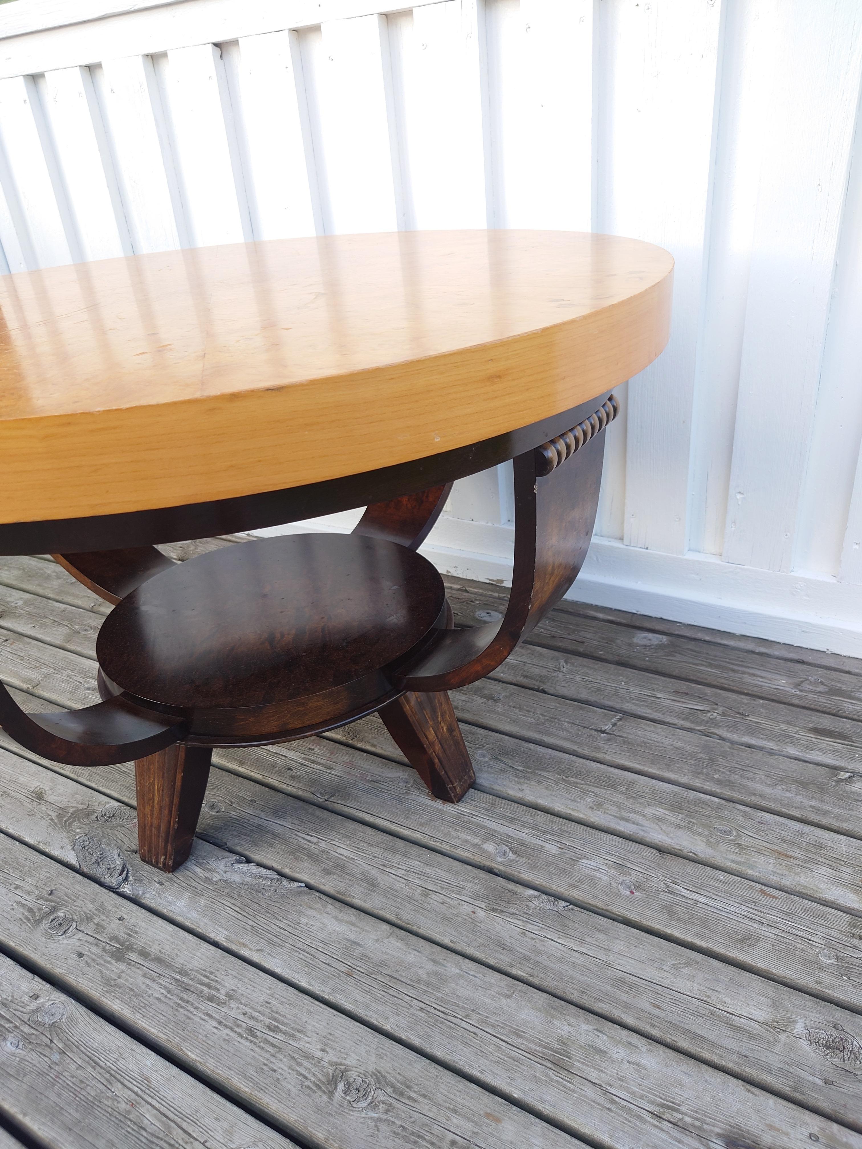 Birch Sofa table Ganddal Norway 30s Art Deco For Sale