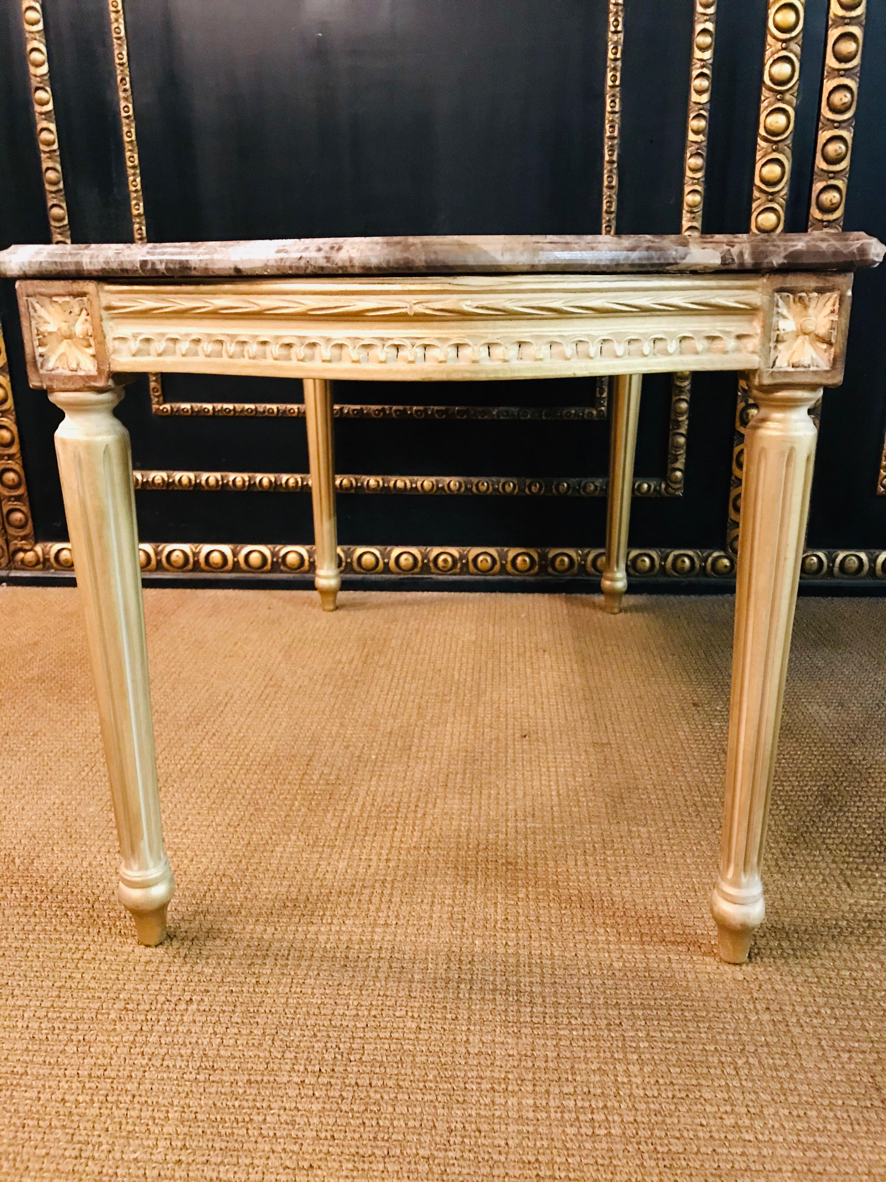 Sofa Table in the Antique Louis Seize Style with Marble top beech 4