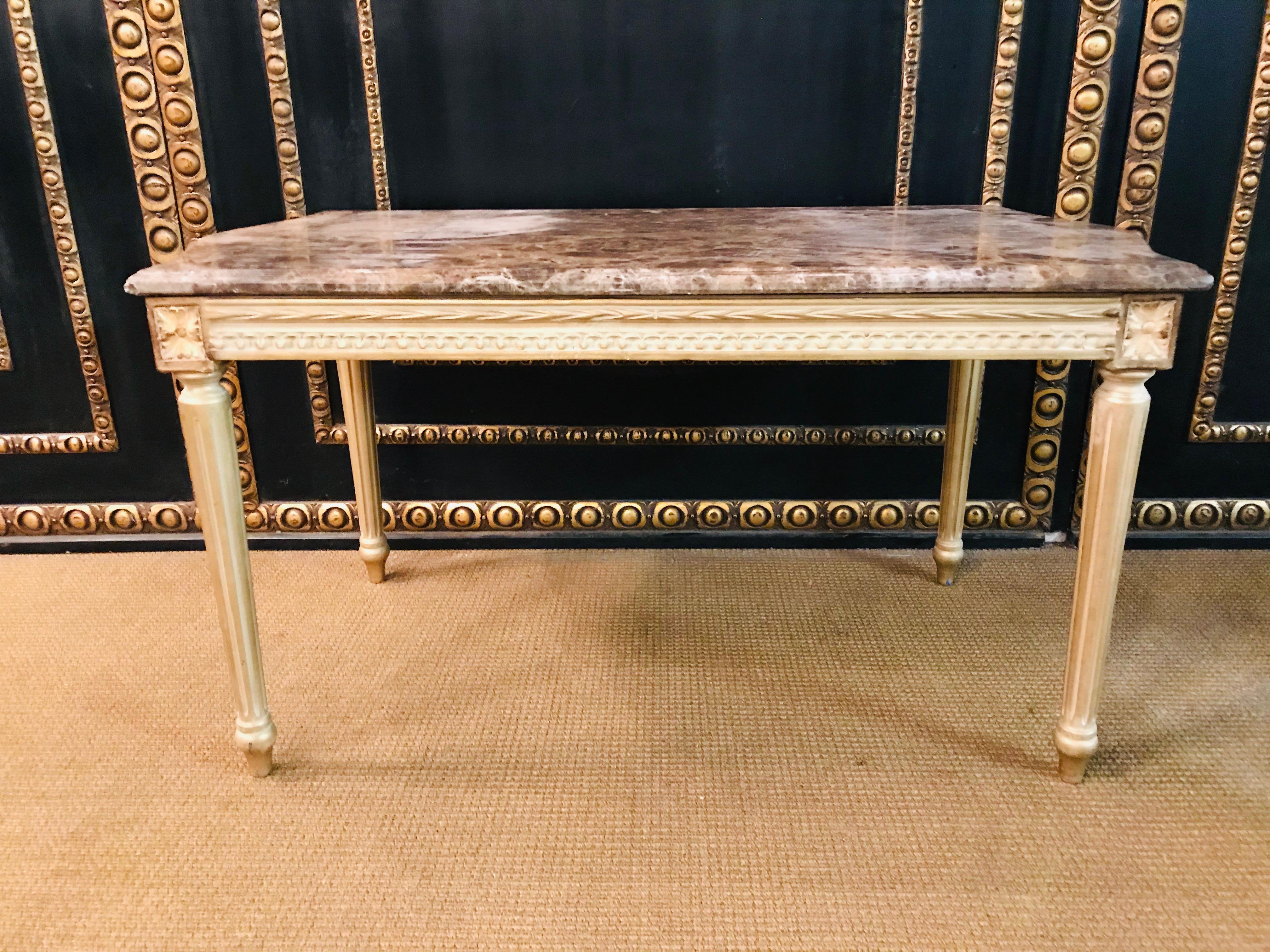 Louis XVI Sofa Table in the Antique Louis Seize Style with Marble top beech