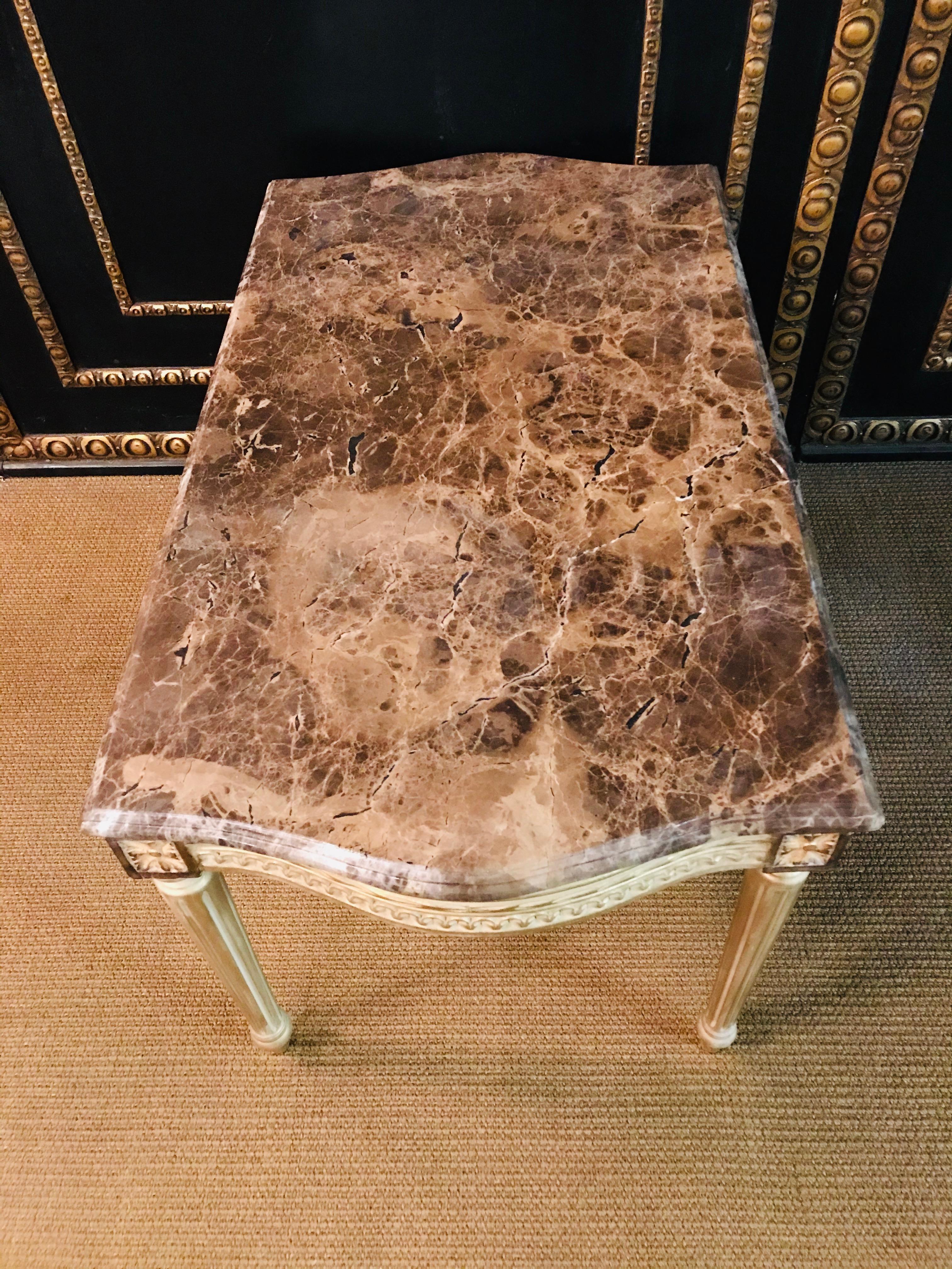 Sofa Table in the Antique Louis Seize Style with Marble top beech 2