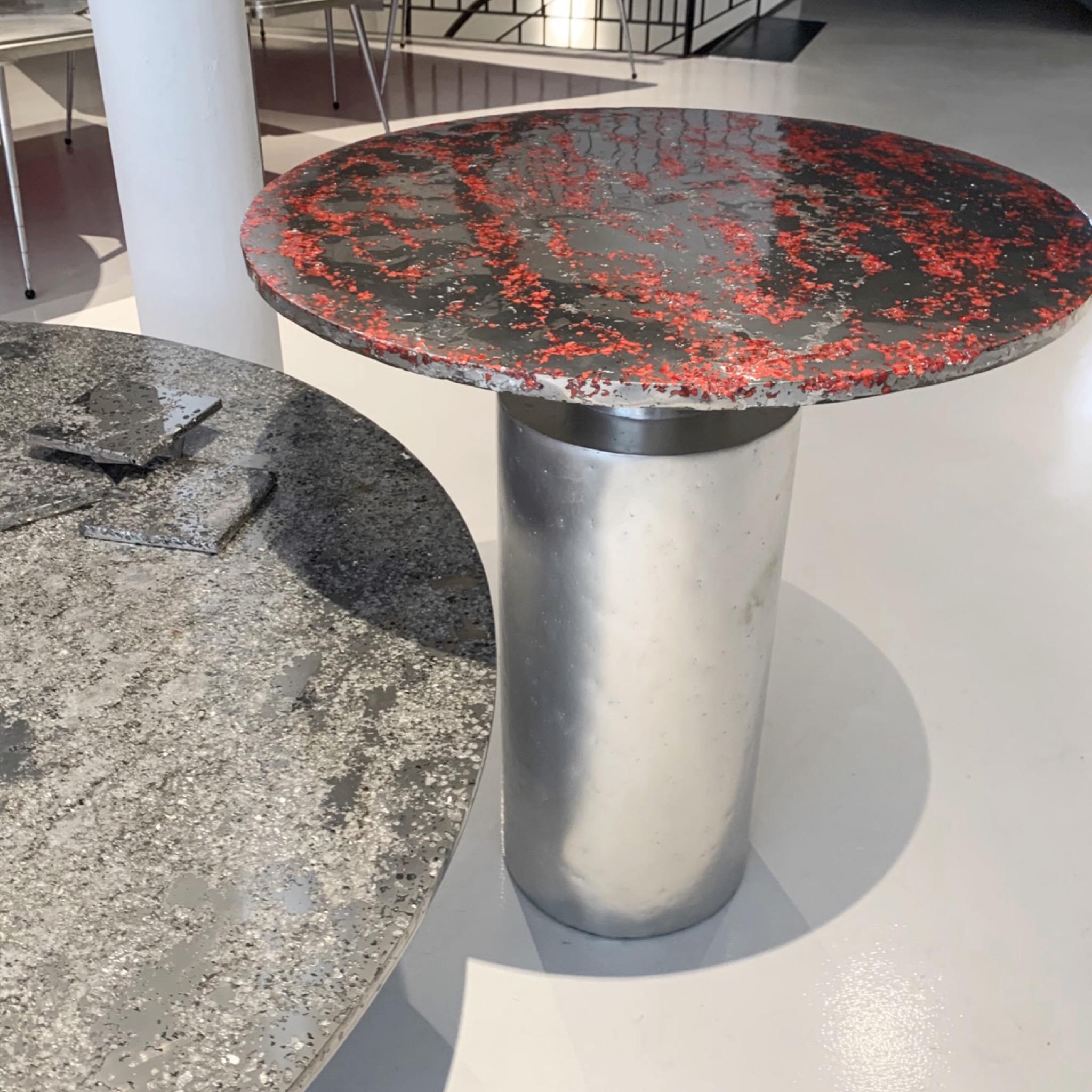 Hand-Crafted 21st Century  Side Table -Totem Red- Pewter Murano Glass Xavier Lavergne France For Sale