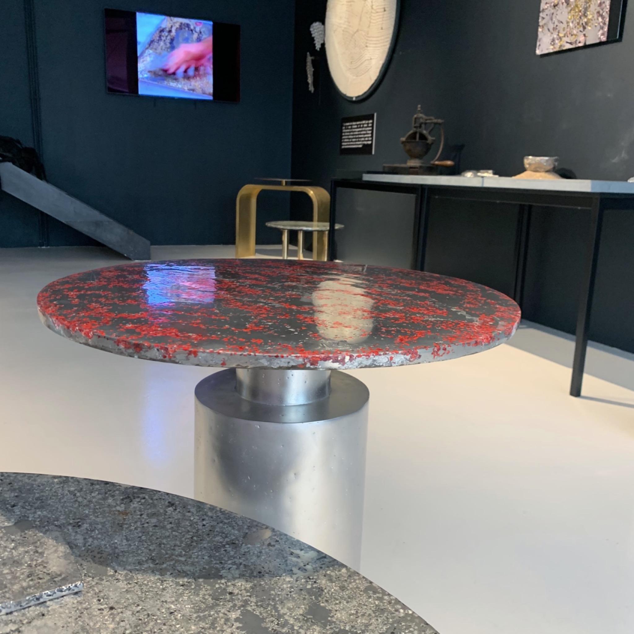 21st Century  Side Table -Totem Red- Pewter Murano Glass Xavier Lavergne France For Sale 4