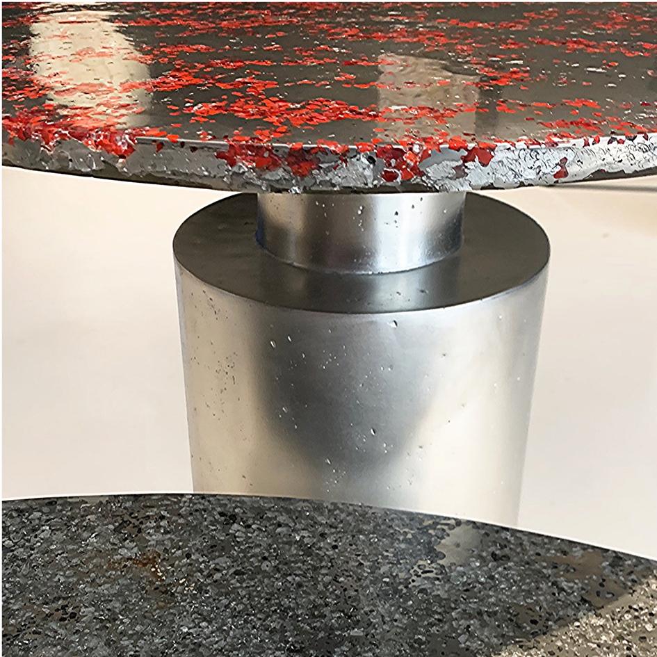 21st Century  Side Table -Totem Red- Pewter Murano Glass Xavier Lavergne France In New Condition For Sale In Paris, FR