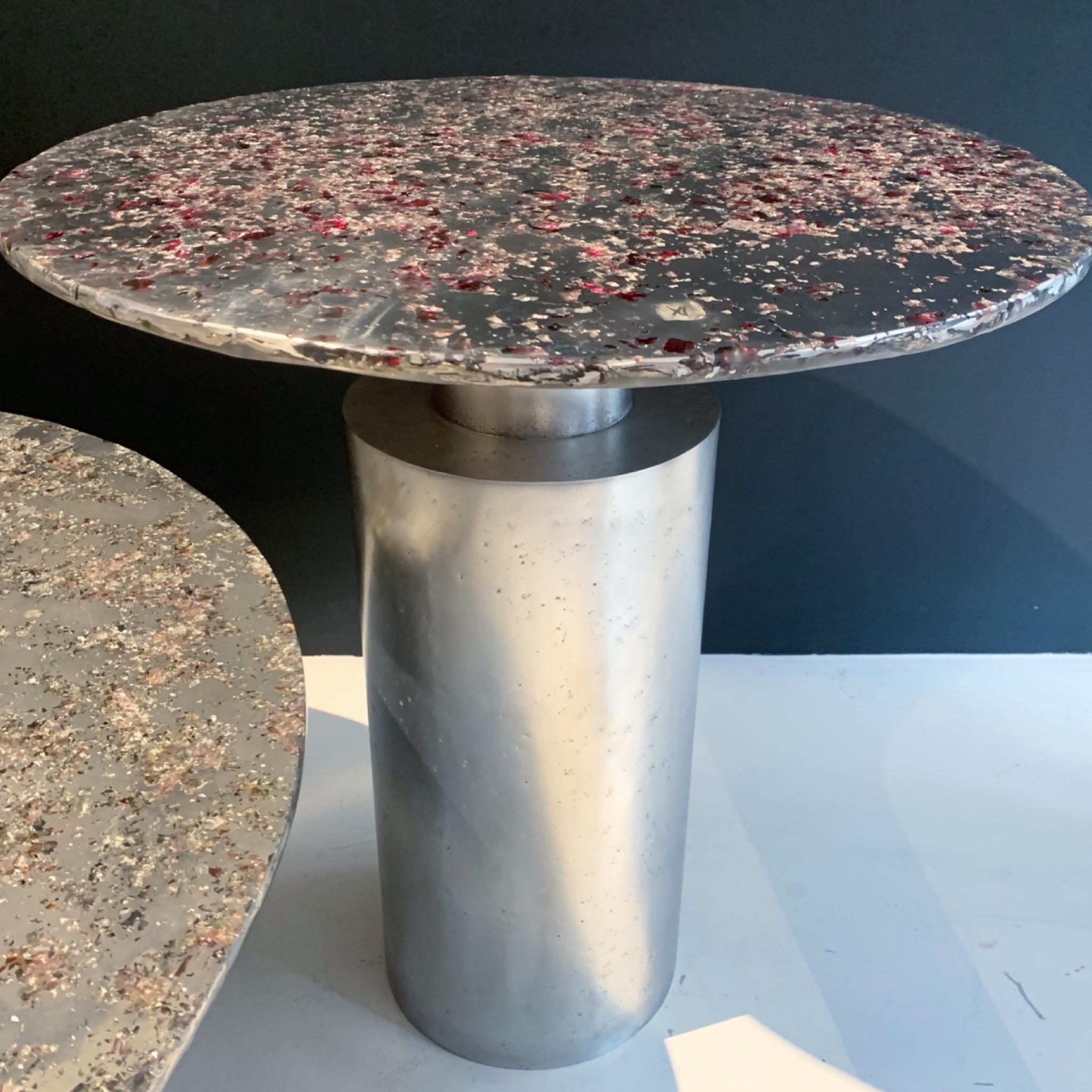 21st Century Table - Rubino Oro - Pewter Murano Glass Xavier Lavergne France In New Condition For Sale In Paris, FR