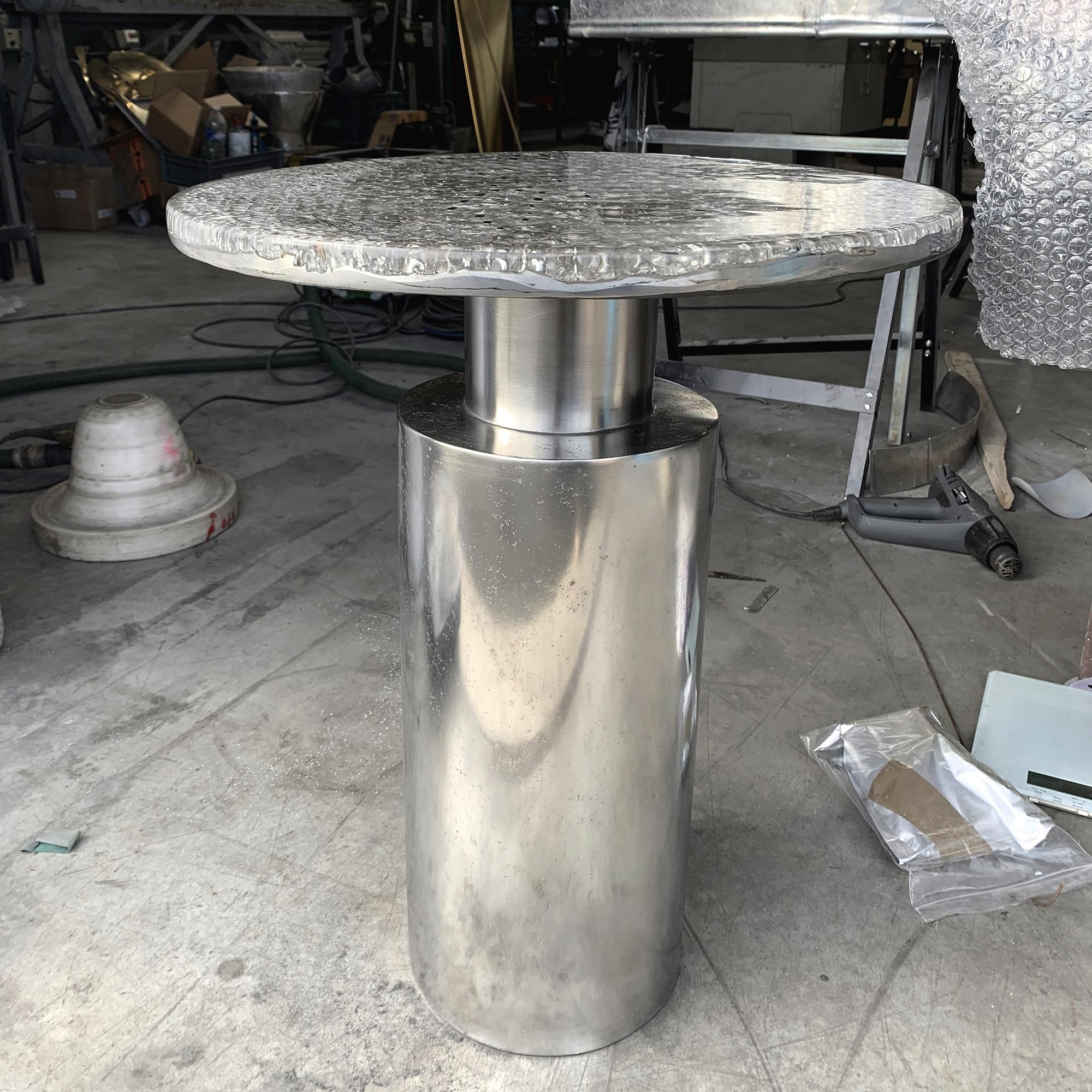 21st Century  Side Table - Totem Scales - Pewter - Xavier Lavergne France In New Condition For Sale In Paris, FR