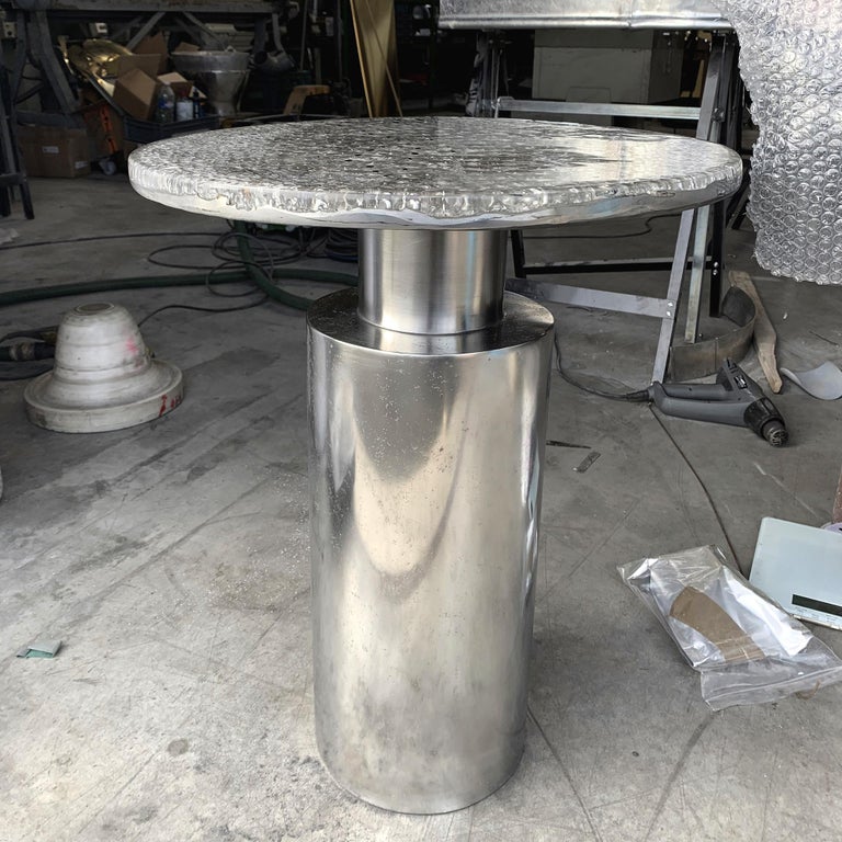 Contemporary 21st Century  Side Table - Totem Scales - Pewter - Xavier Lavergne France For Sale
