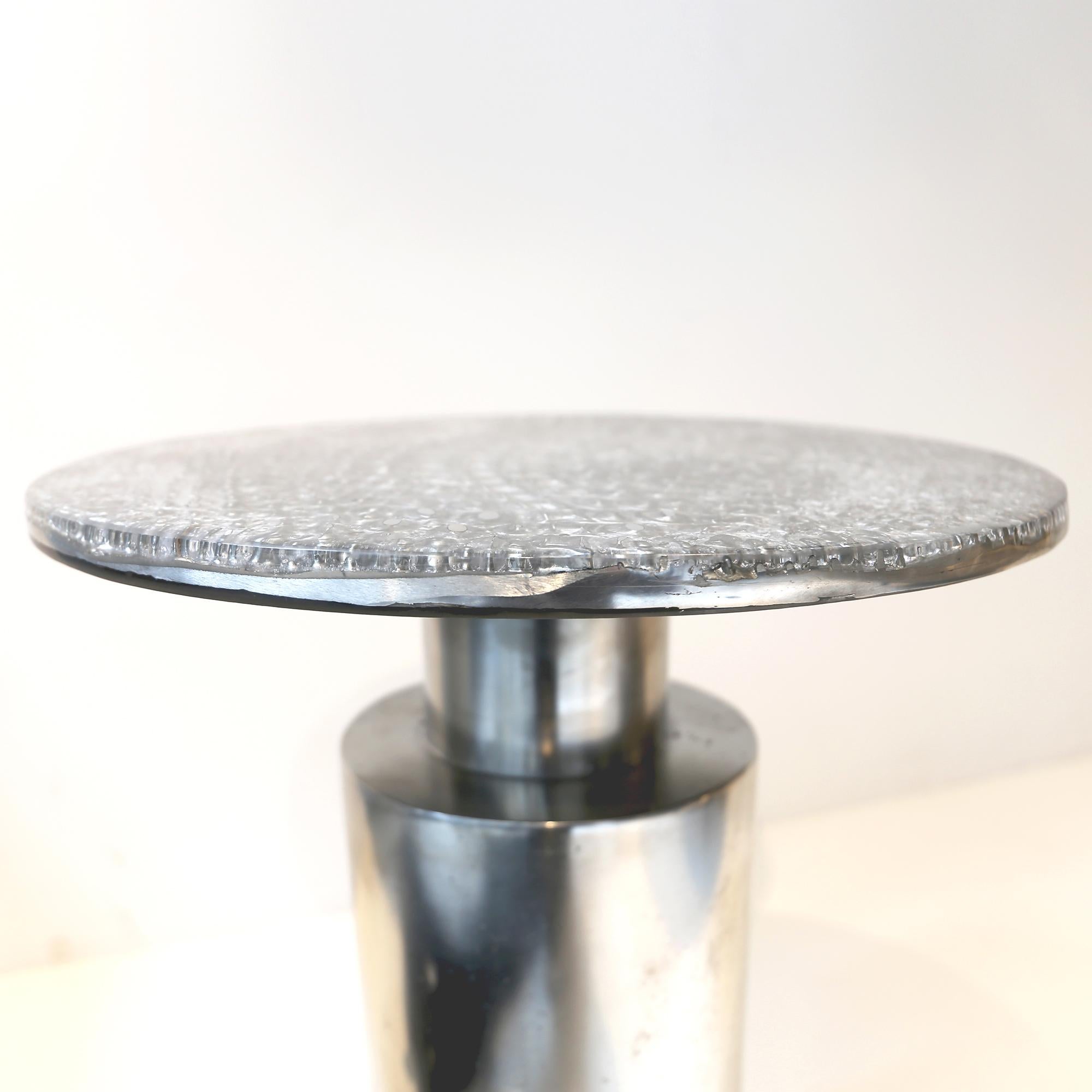 21st Century  Side Table - Totem Scales - Pewter - Xavier Lavergne France For Sale 1