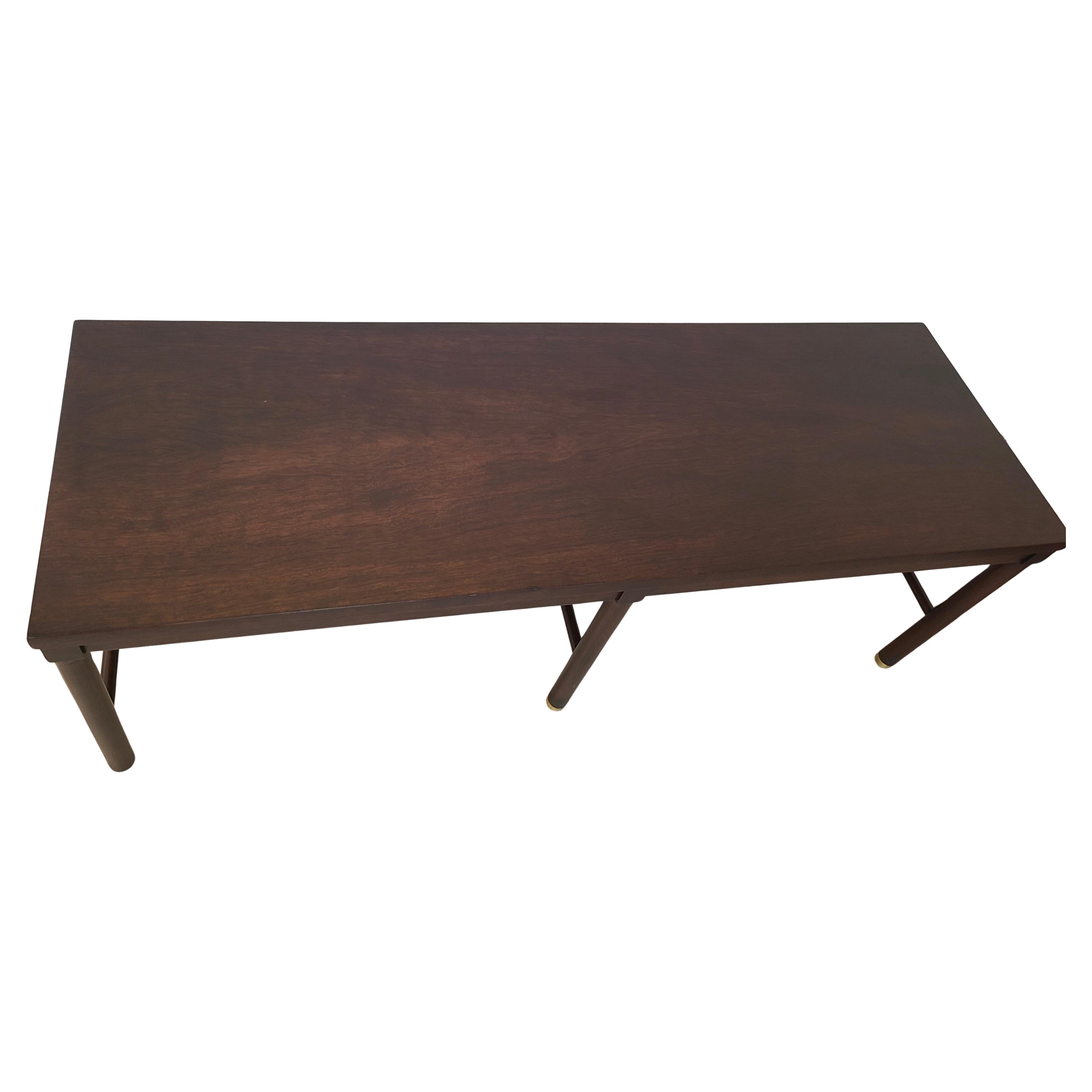 Please feel free to reach out for efficient shipping quote to your zip.

Nesting sofa table and cocktail tables.
Walnut finish on solid mahogany construction with exotic grain
top, and formica tops on smaller tables.2275