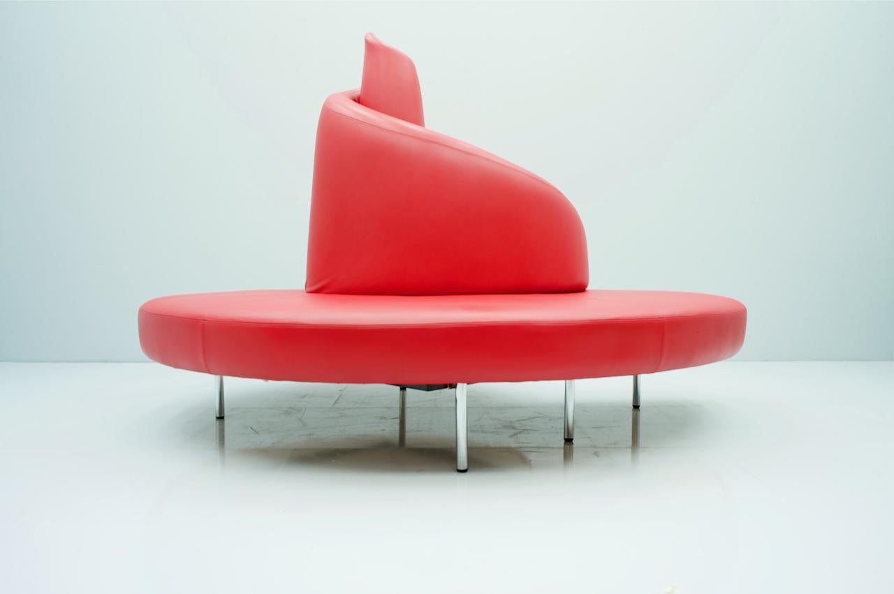 Sofa Tatlin by Mario Cananzi & Roberto Semprini for Edra, Italy 1989 in a rare red leatherette version. 
Measures: B 210 cm, H 135 cm, W 175 cm, SH 41 cm. 
Very good condition.

Details:

Creator: Mario Cananzi & Roberto Semprini (Creator), Edra