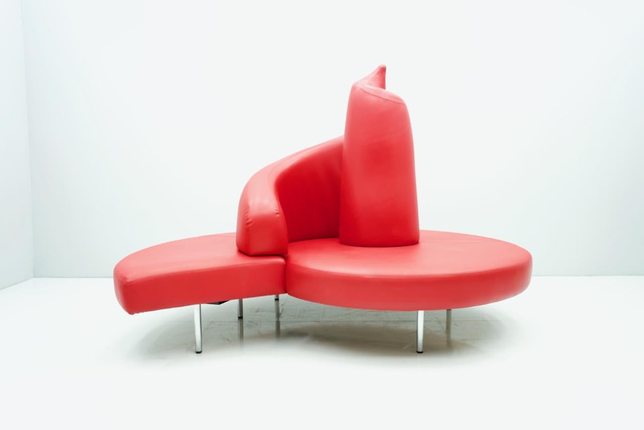 Faux Leather Sofa Tatlin by Mario Cananzi & Roberto Semprini for Edra, Italy, 1989