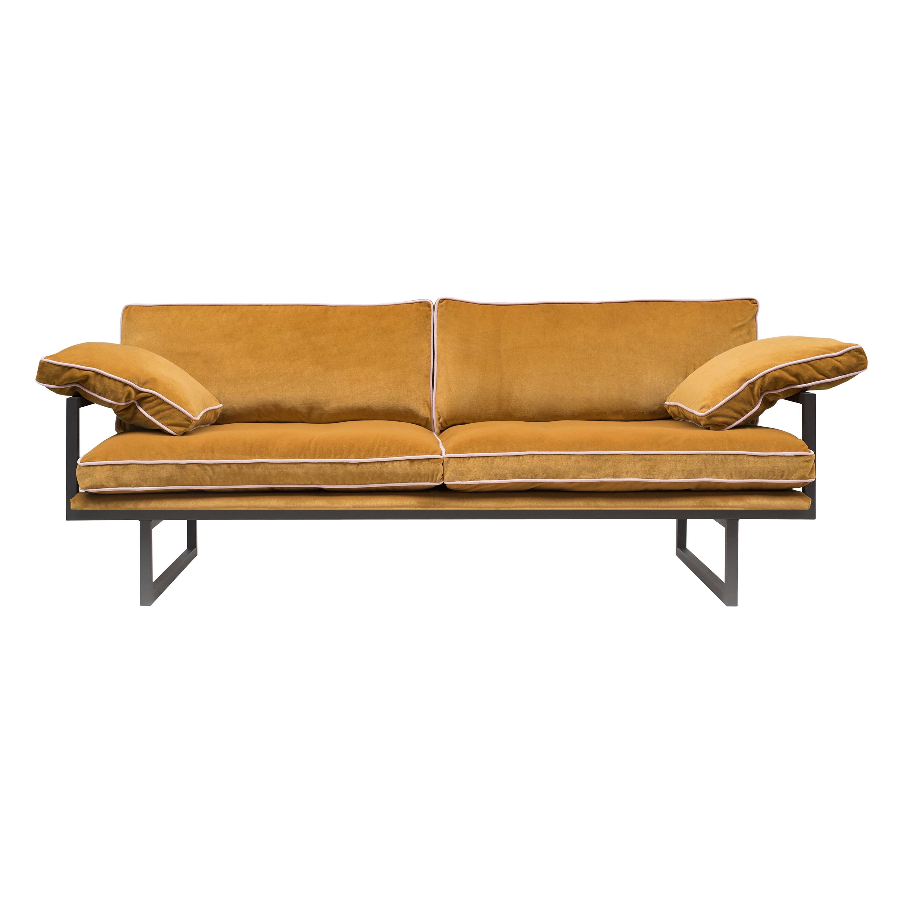 21st Century Modern Ristretto & Velvet Ochre Fabric Brad S10 Sofa