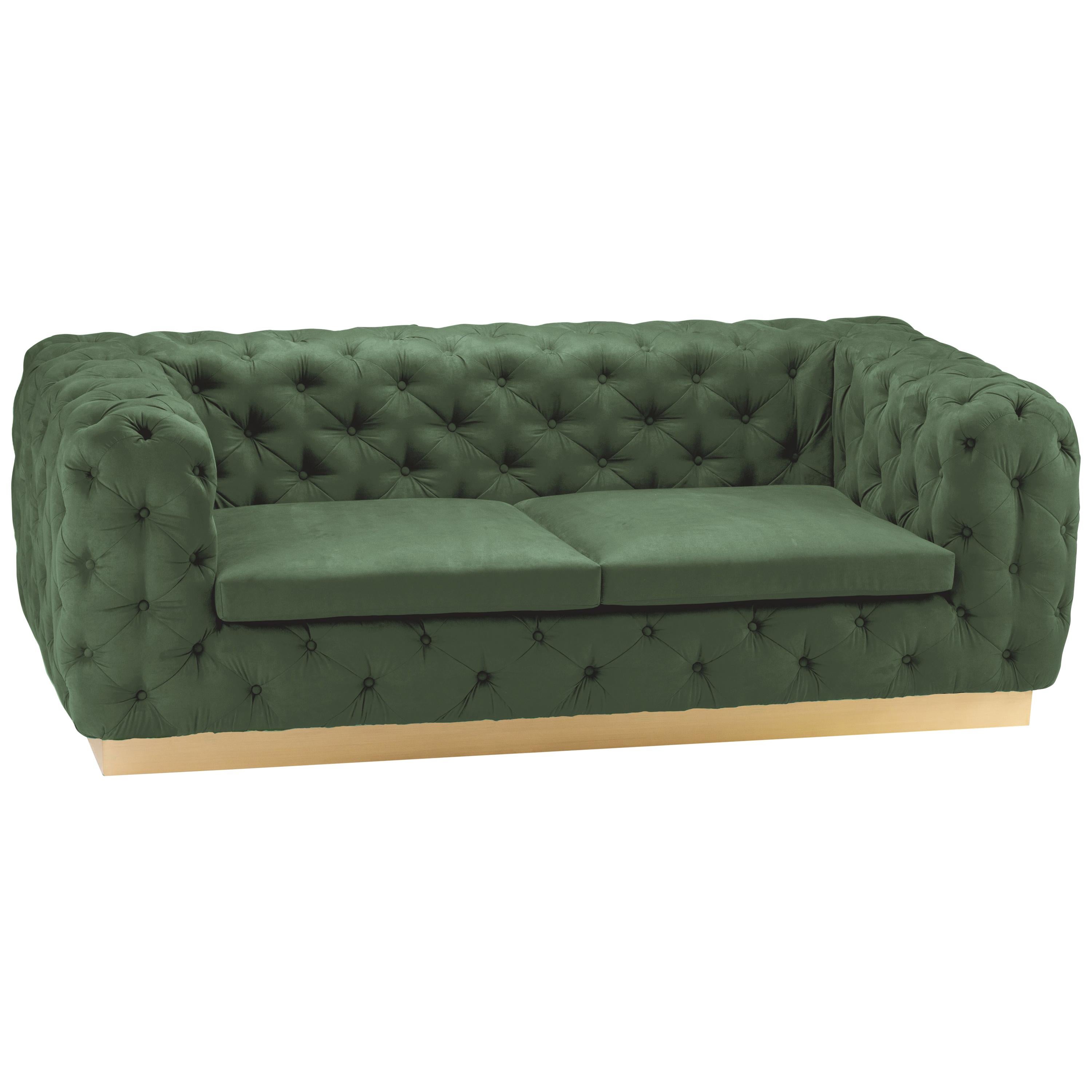 Sofa Victoria 2-Seat in Upholstery and Brass For Sale