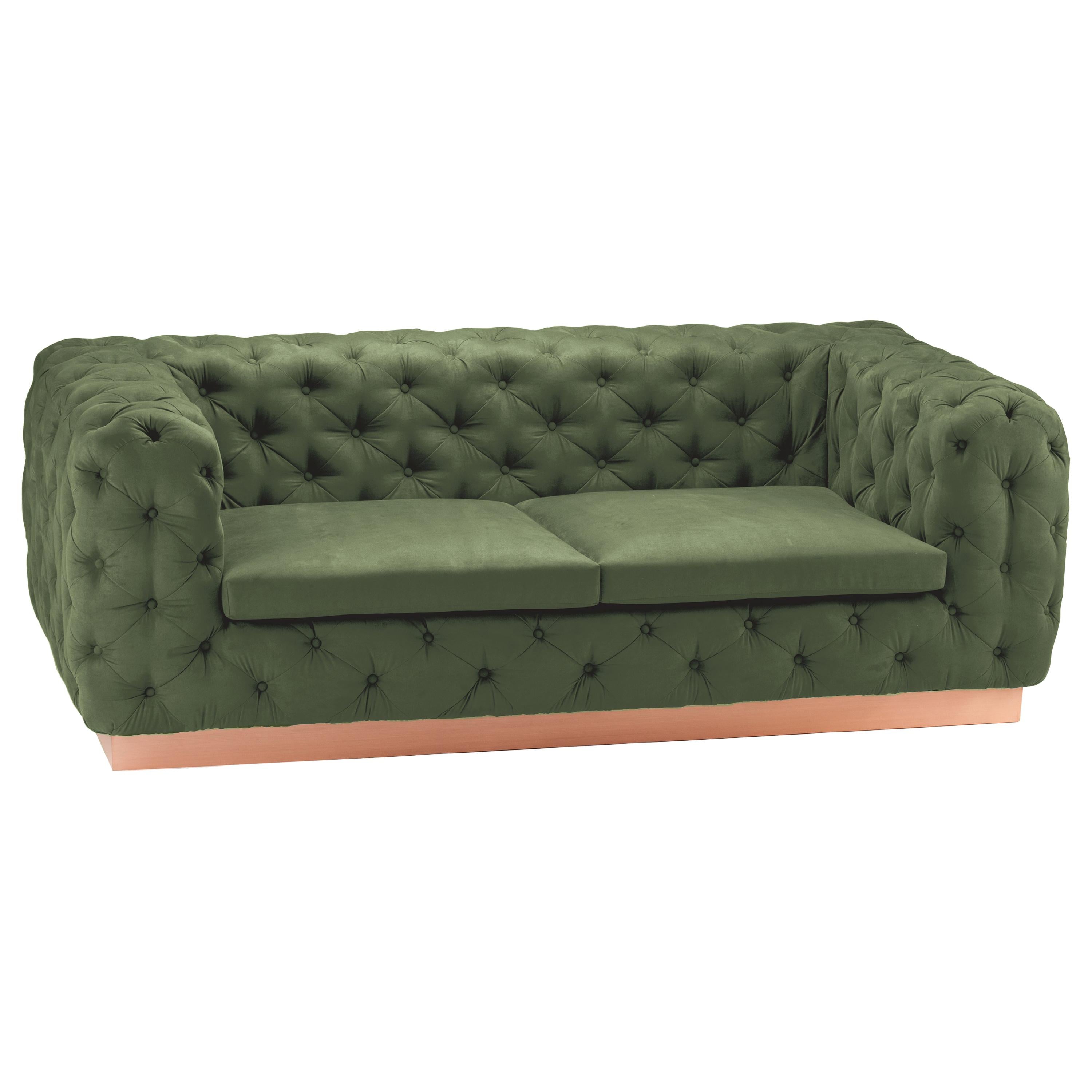 Sofa Victoria 2-Seat in Upholstery and Copper For Sale