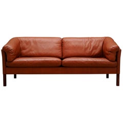 Sofa Vintage 1960s Brown Leather Danish Design