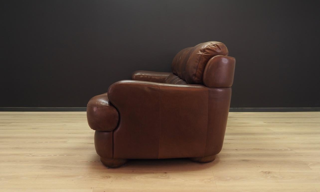 Sofa Vintage Brown Leather Danish Design, 1960s For Sale 1