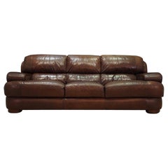 Sofa Vintage Brown Leather Danish Design, 1960s