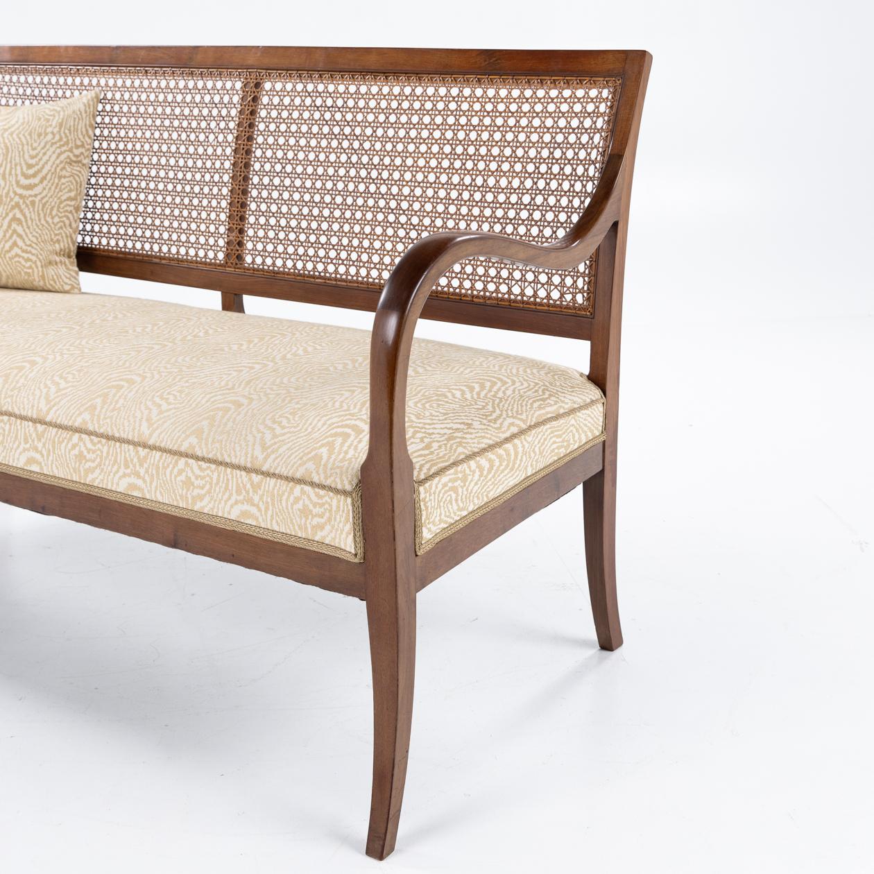 Danish Sofa with curved armrests by Frits Henningsen. Three matching chairs available For Sale