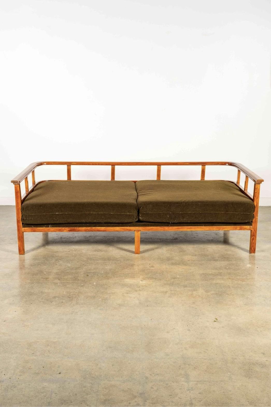 Sofa with Curved Wood Frame In Good Condition In Toronto, CA