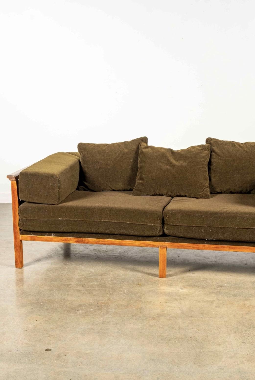 Mid-20th Century Sofa with Curved Wood Frame