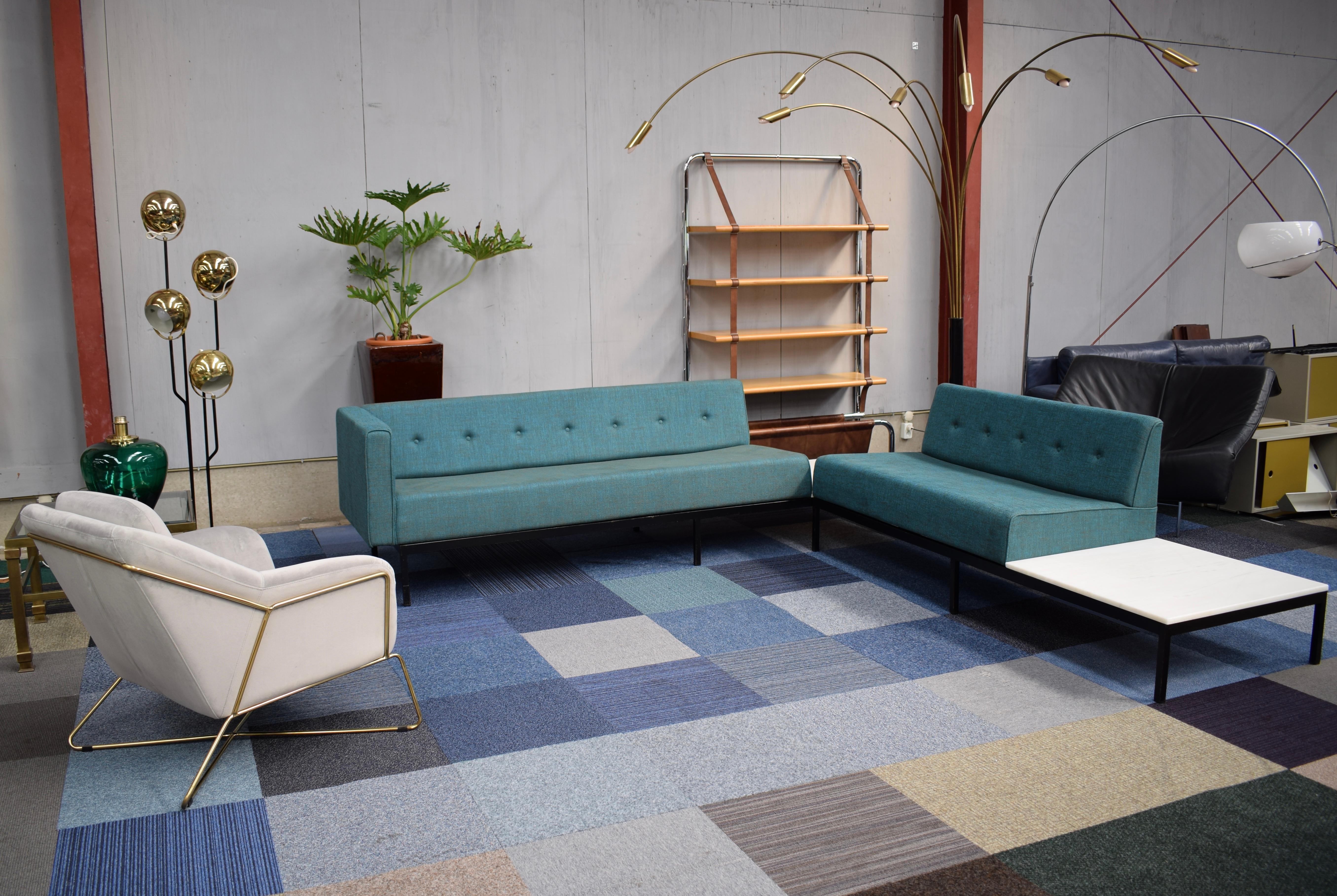 Metal Sofa with Marble Coffee Table by Kho Liang Ie for Artifort, circa 1960